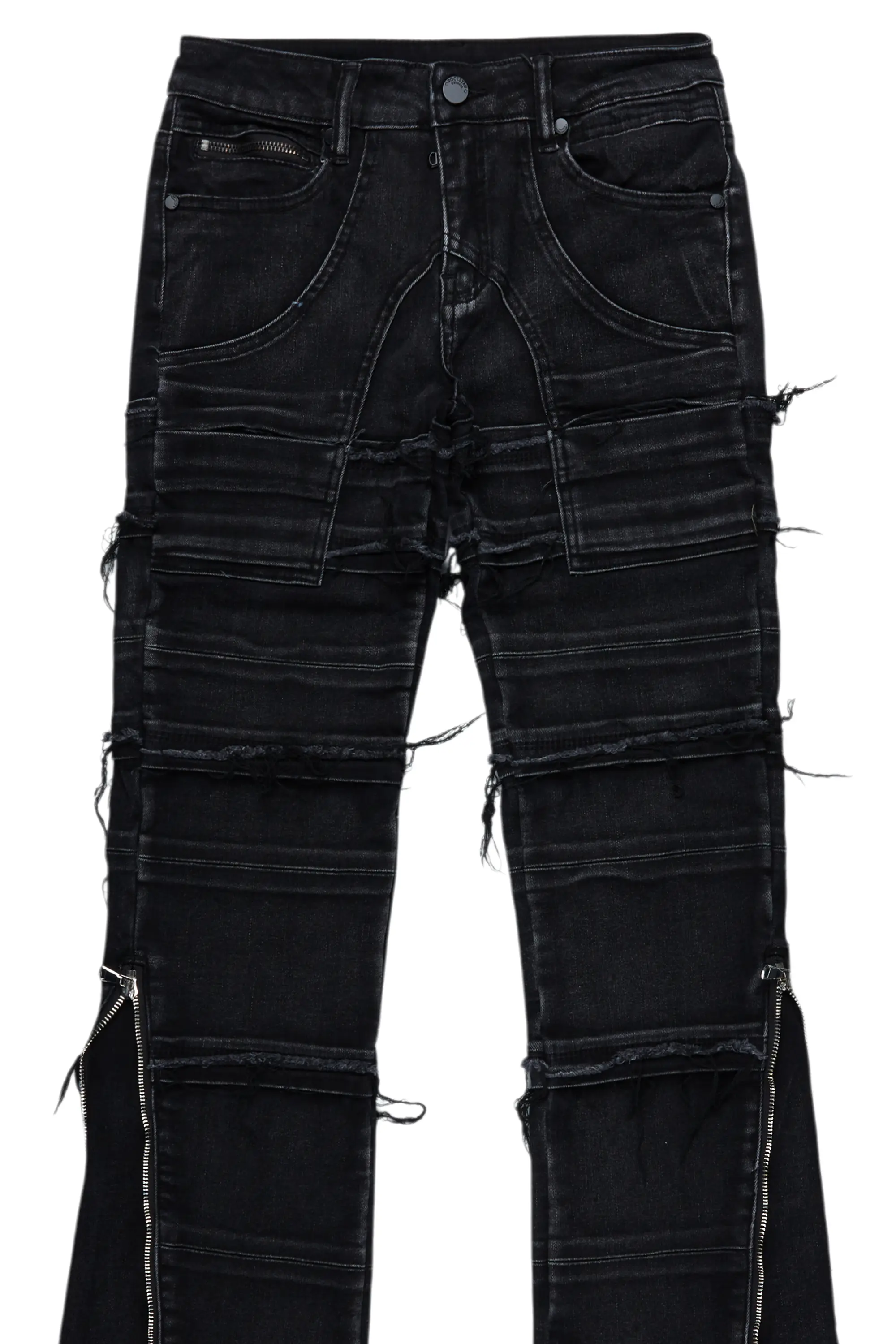 Girls Horado Dark Grey  Stacked Flare Jeans - Image 2