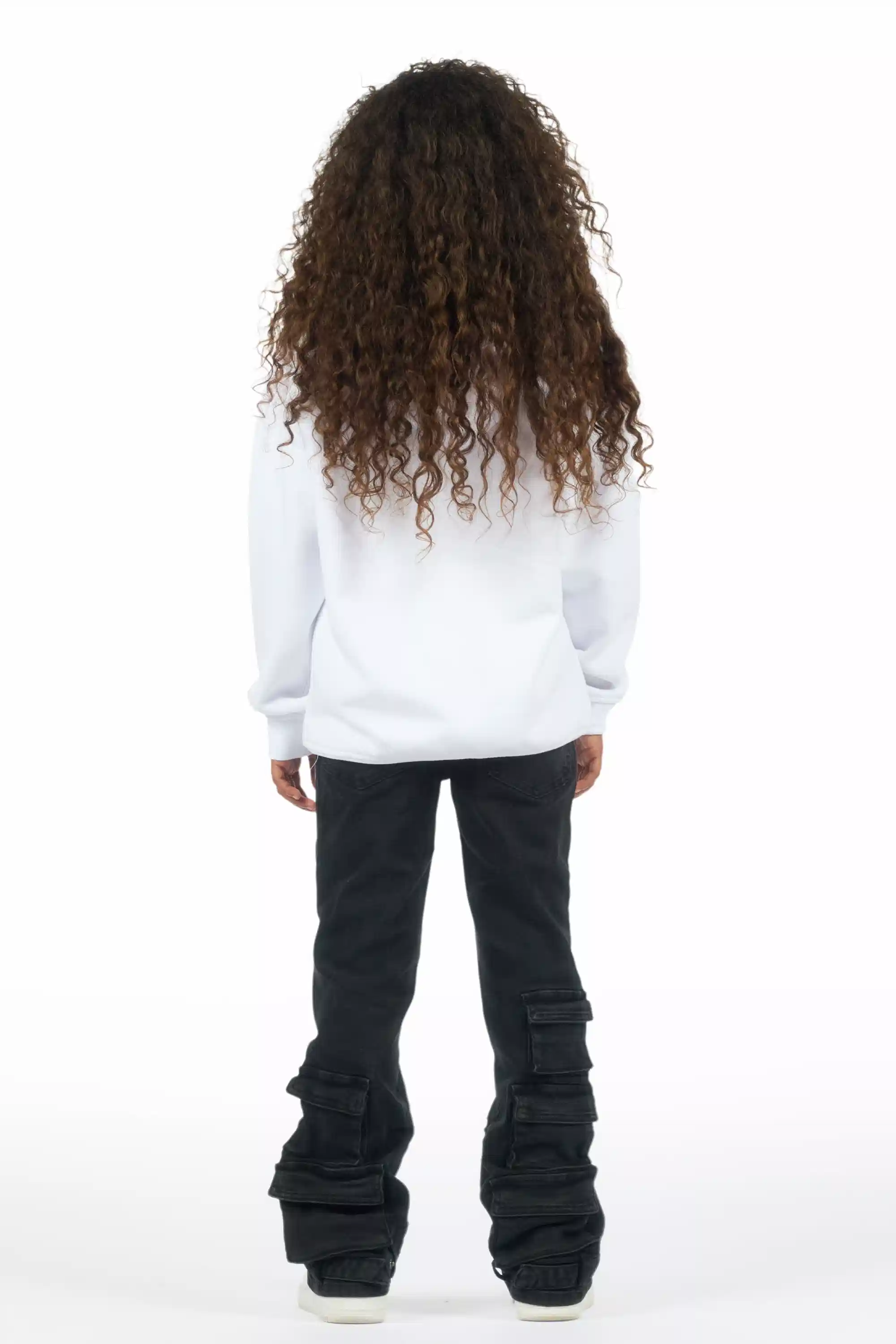 Girls Jaziya Black Stacked Jean - Image 6
