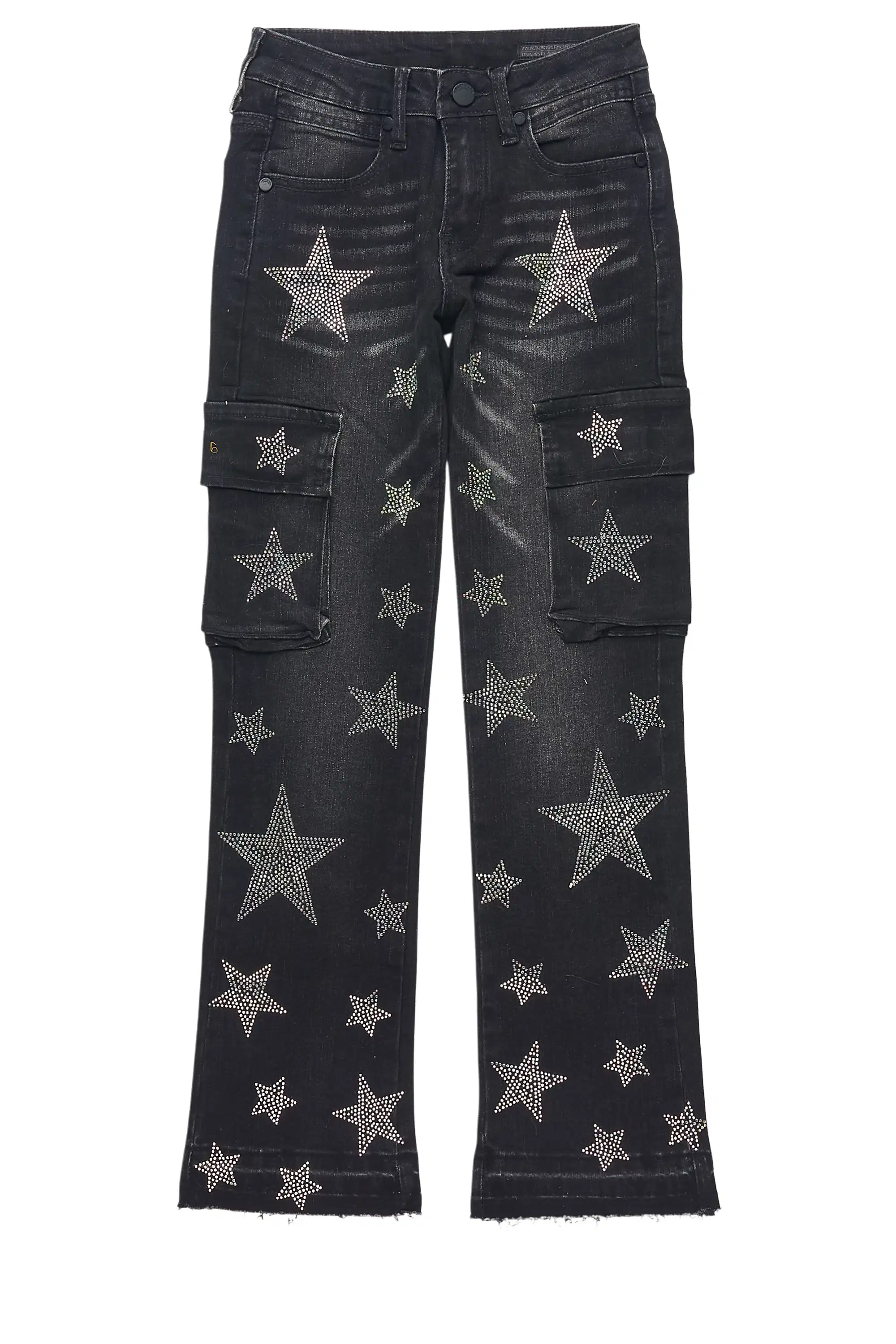 Girls Kendrica Black Rhinestone Stacked Jean