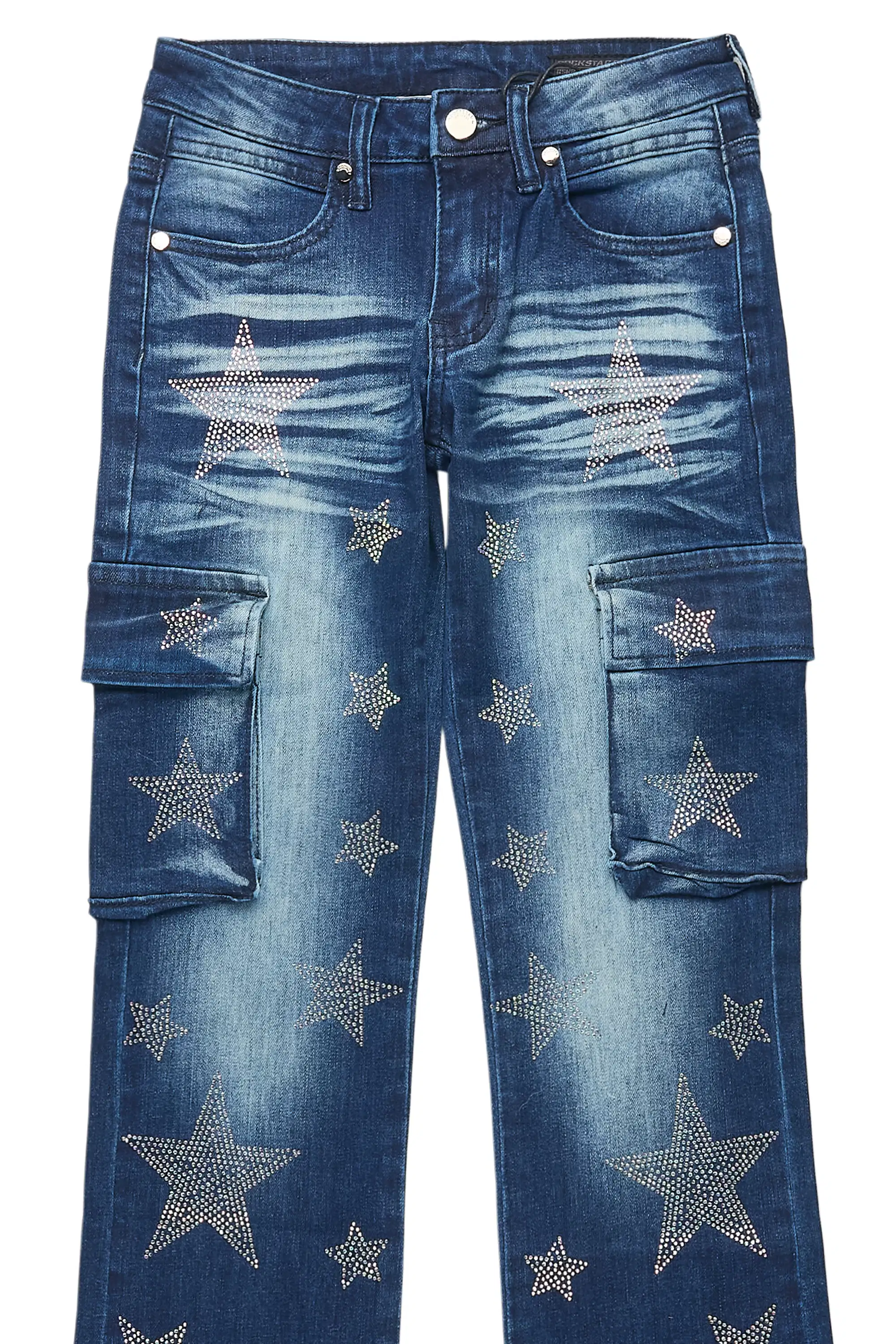 Girls Kendrica Dark Wash Rhinestone Stacked Jean - Image 2