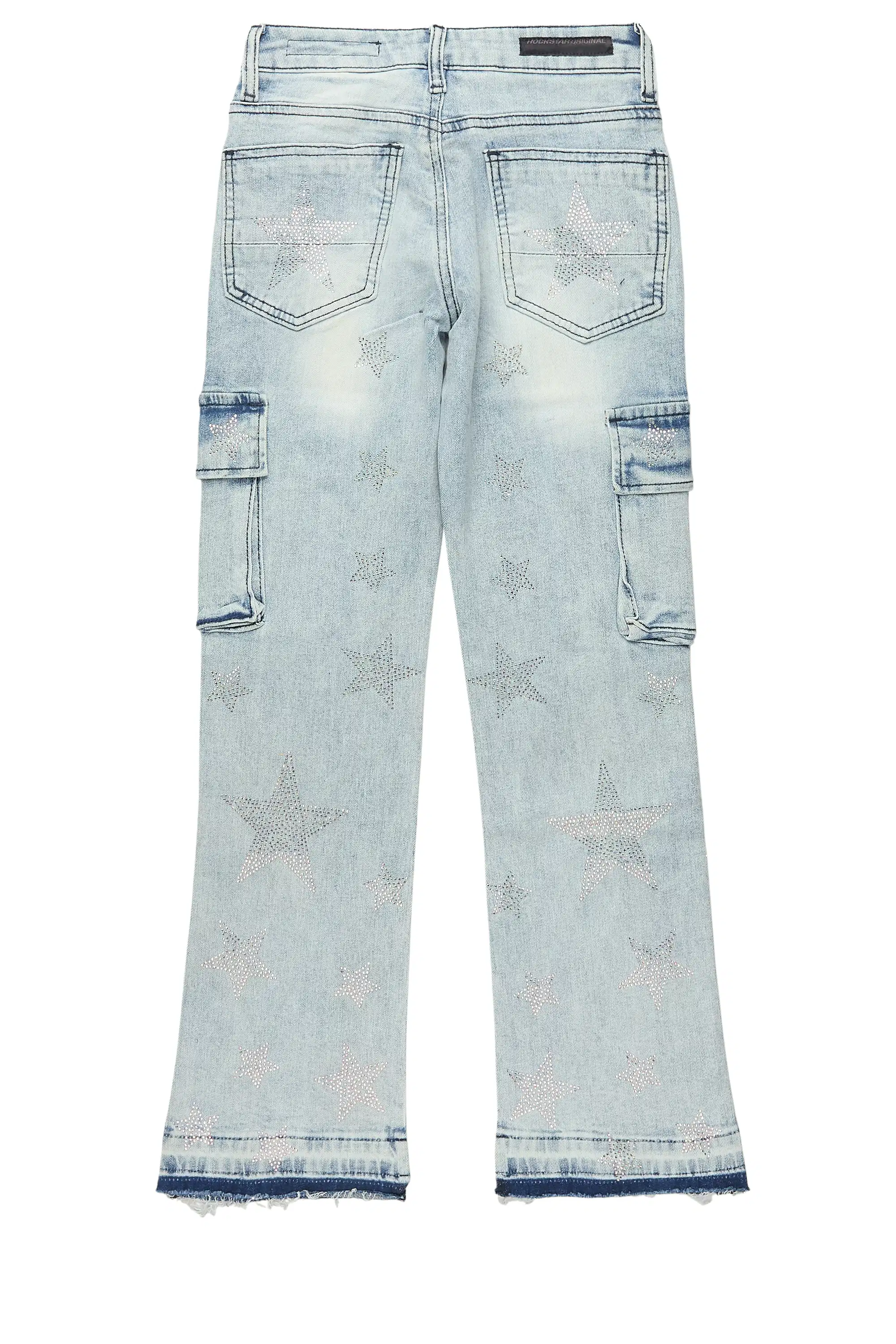 Girls Kendrica Light Wash Rhinestone Stacked Jean - Image 3