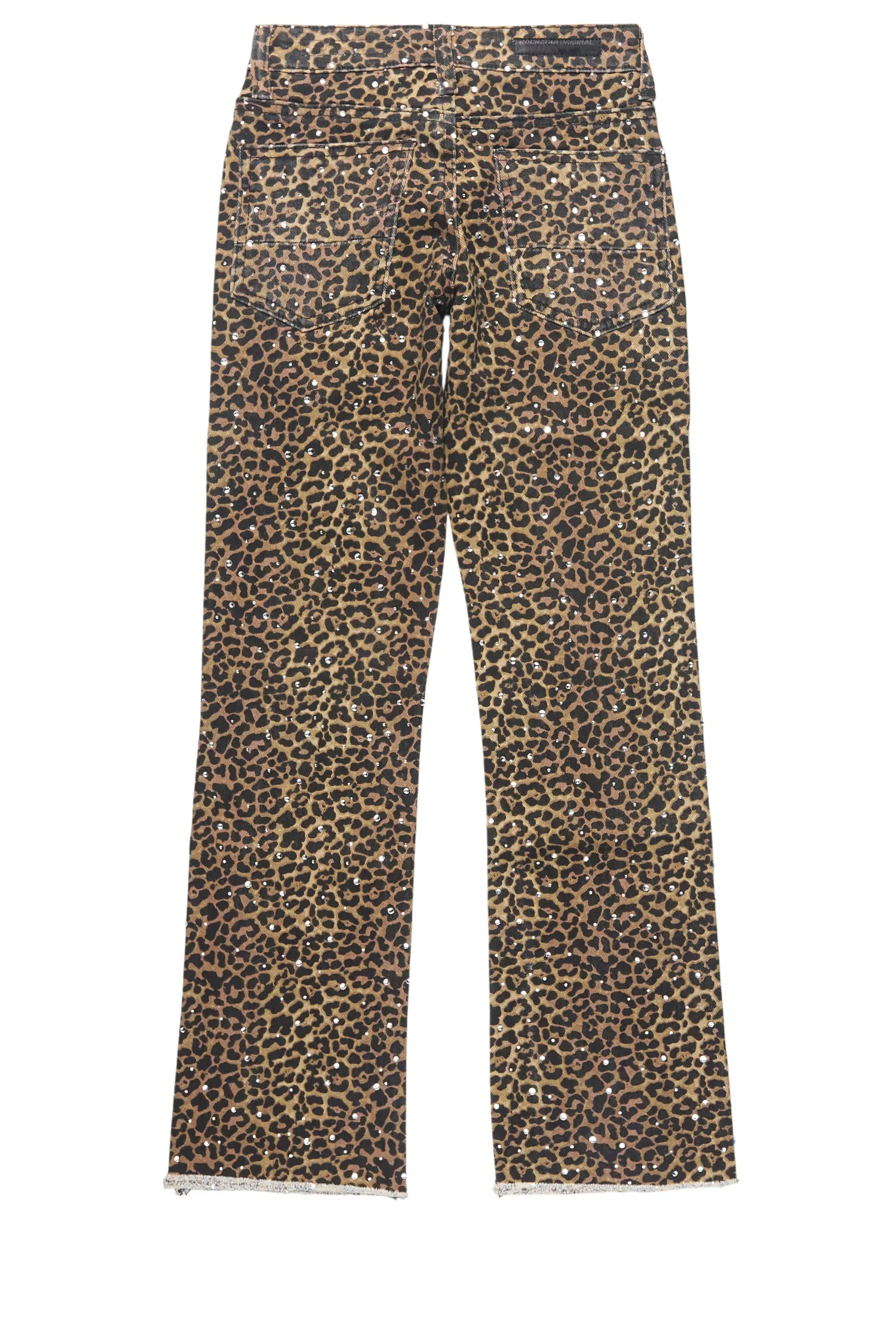 Girls Kelle Cheetah Rhinestone Stacked Jean - Image 3