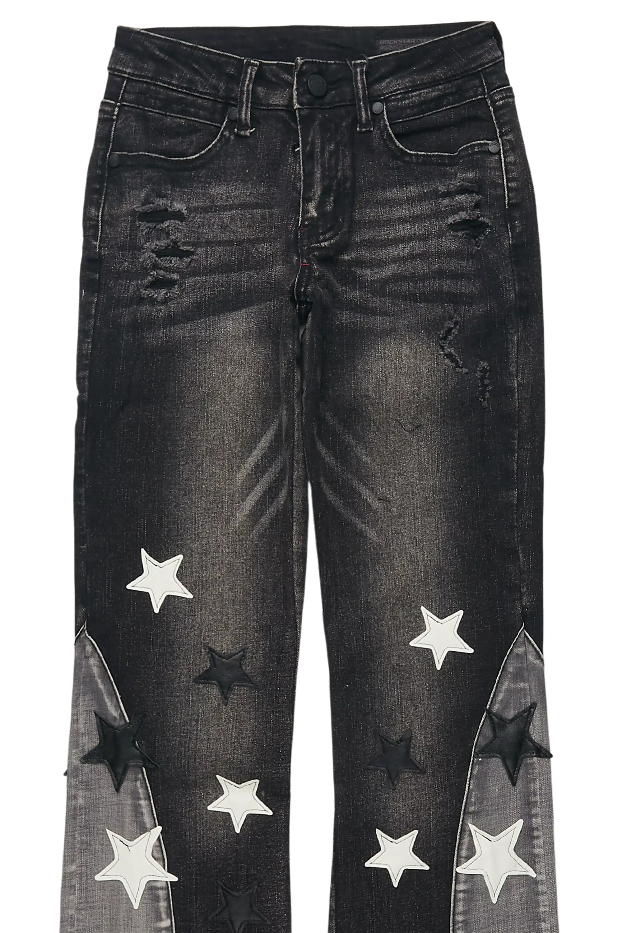 Girls Adella Black Stacked Jean - Image 2