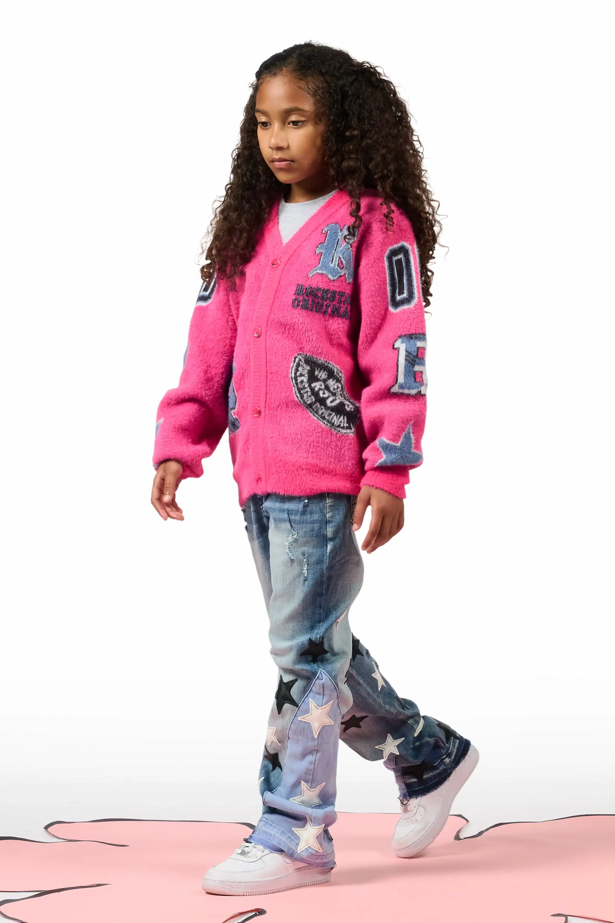 Girls Adella Medium Wash Stacked Jean - Image 6