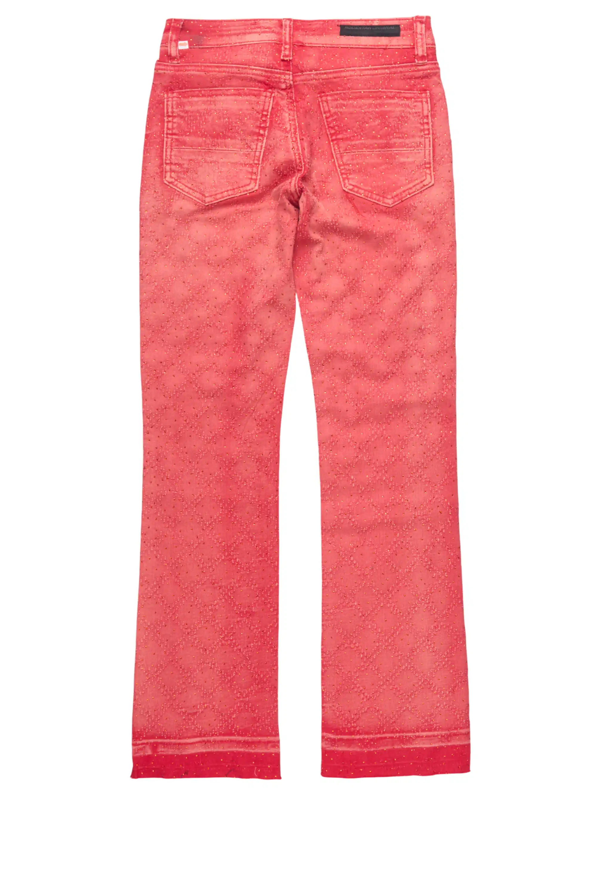 Girls Glit Red Rhinestone Stacked Flare Jean - Image 8