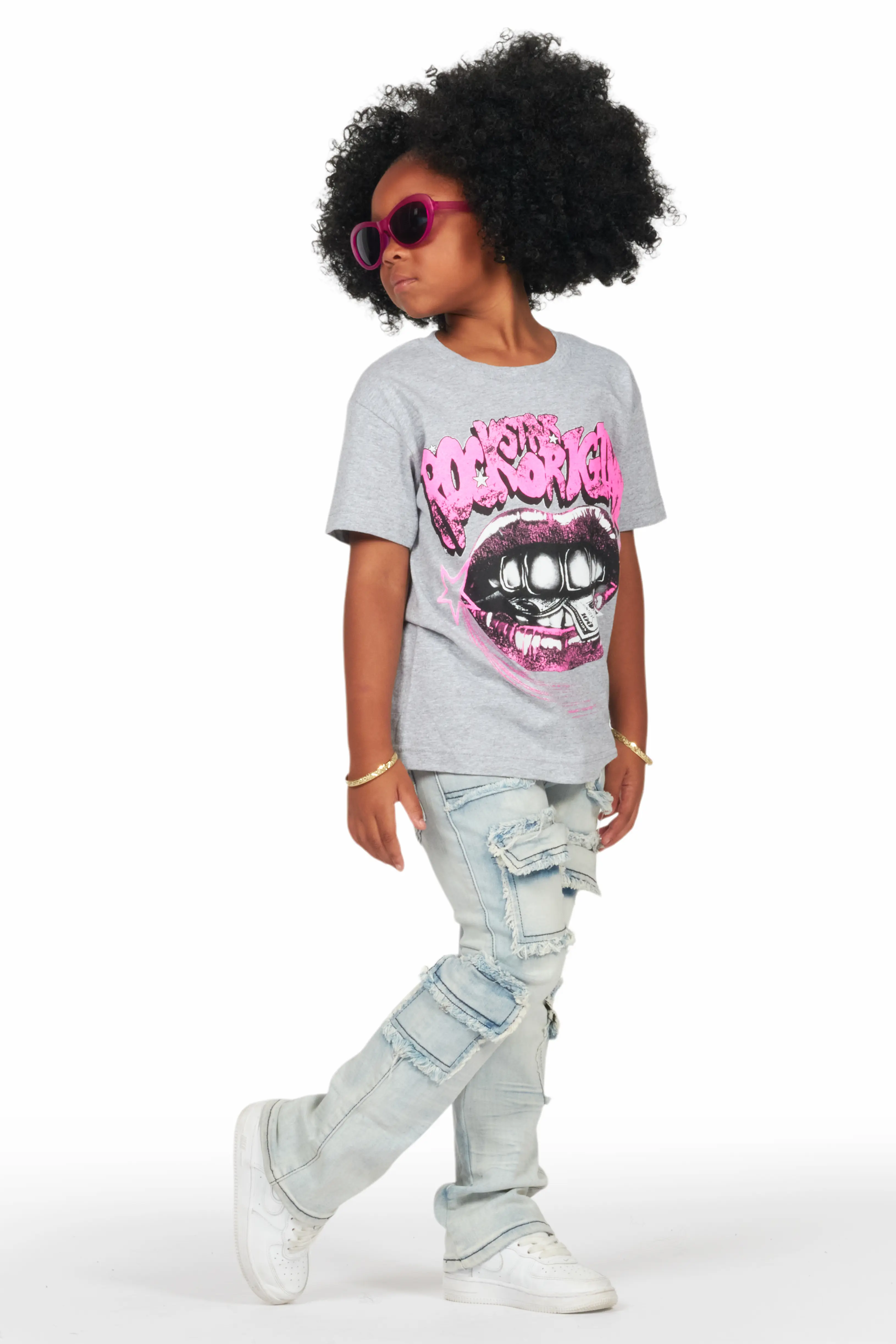 Girls Addy Blue Skinny Fit Cargo Jean - Image 6