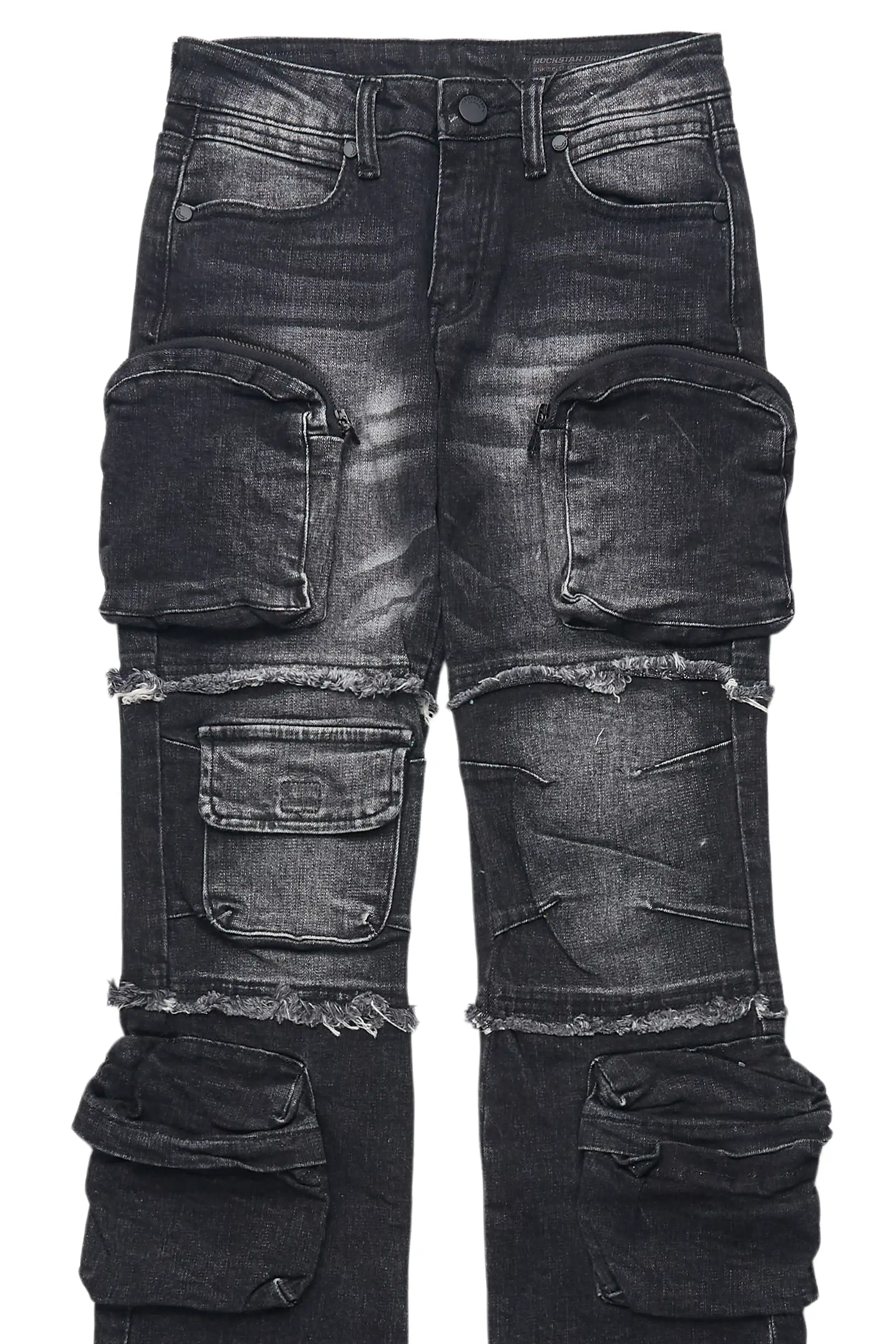 Girls Toneisha Dark Grey Stacked Cargo Jean - Image 2