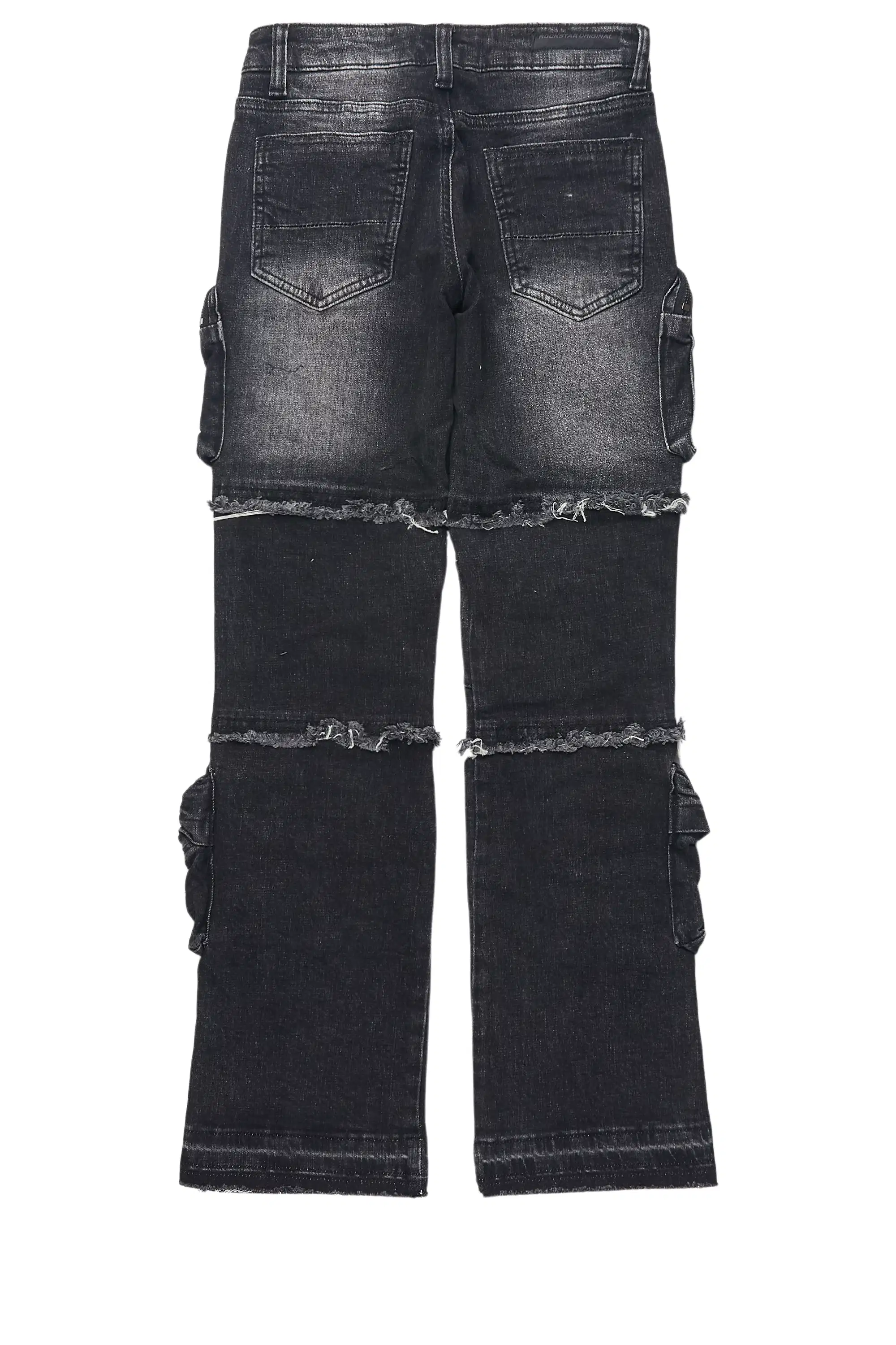 Girls Toneisha Dark Grey Stacked Cargo Jean - Image 3