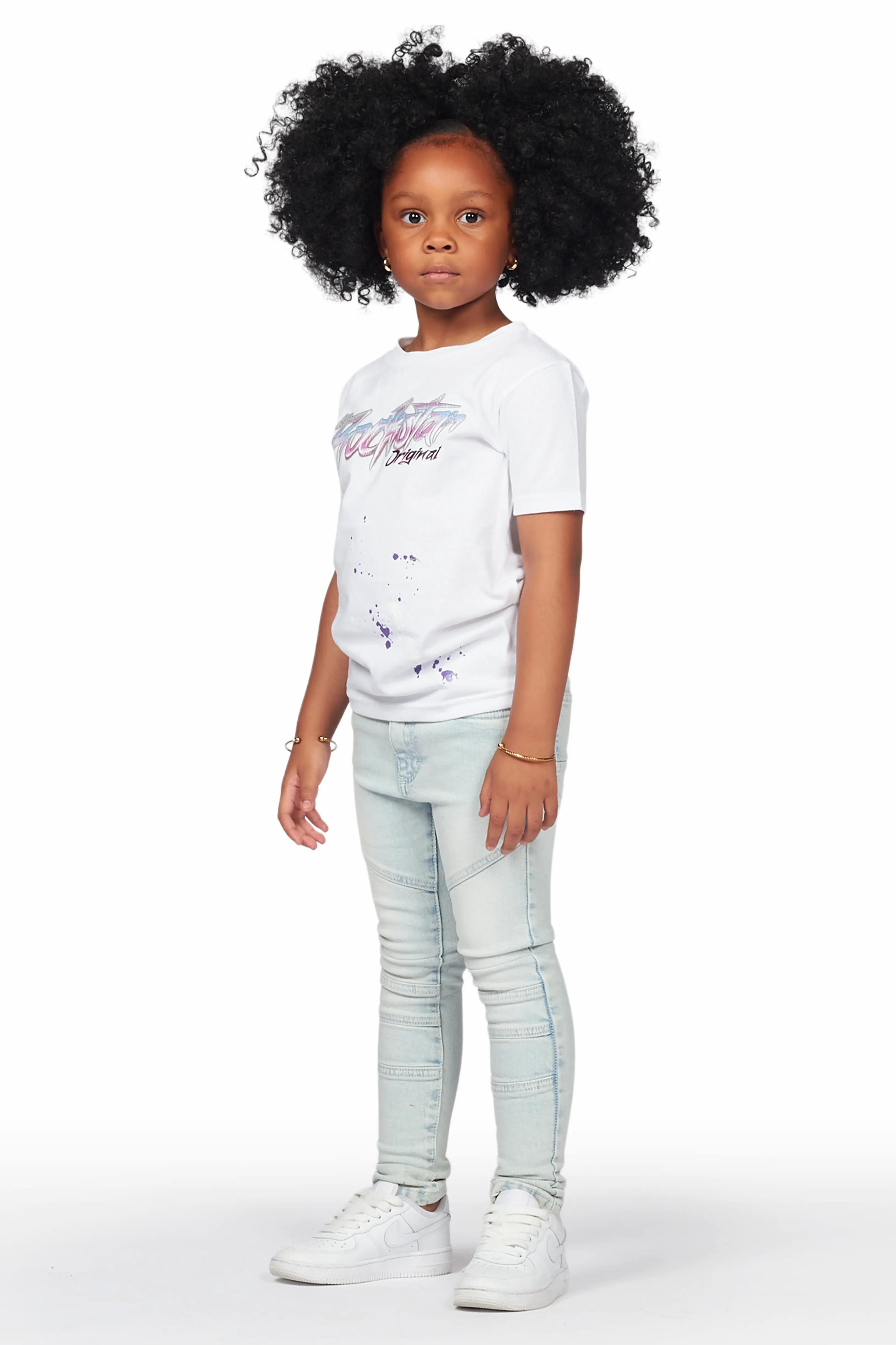 Girls Hale Blue Biker Skinny Jean - Image 4