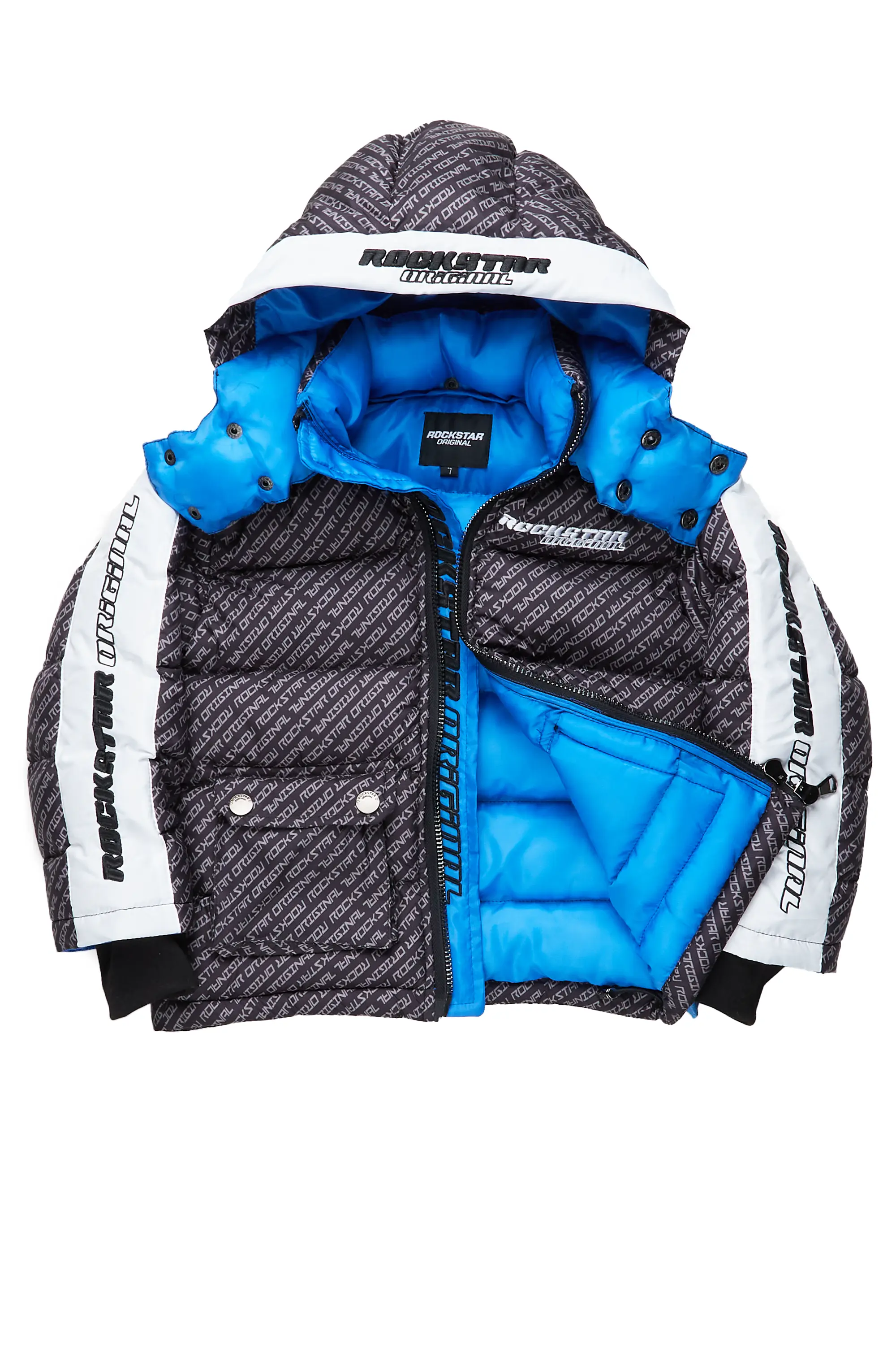 Girls Bryony Black Heavy Puffer Jacket - Image 4