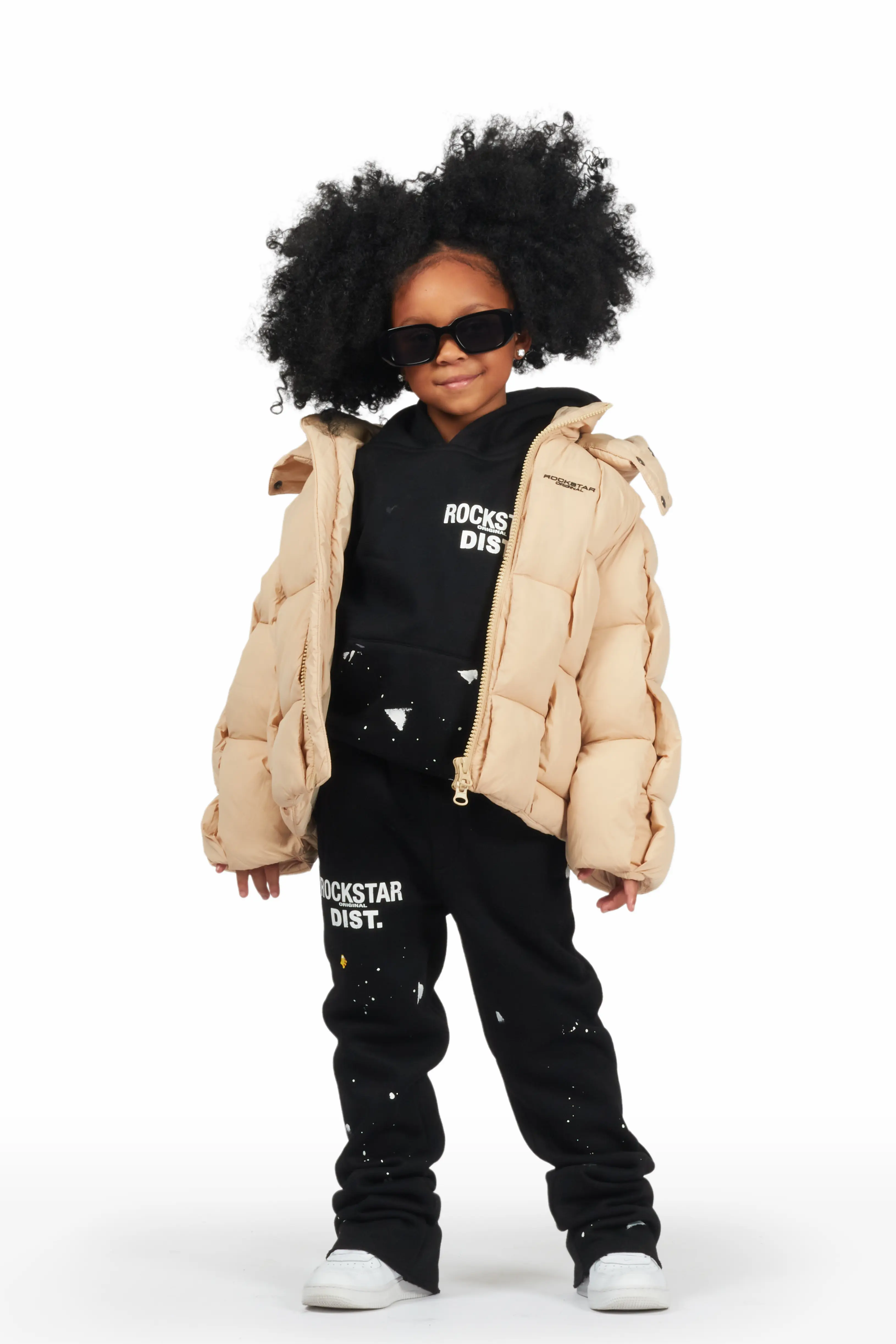 Girls Marlee Beige Puffer Jacket - Image 2