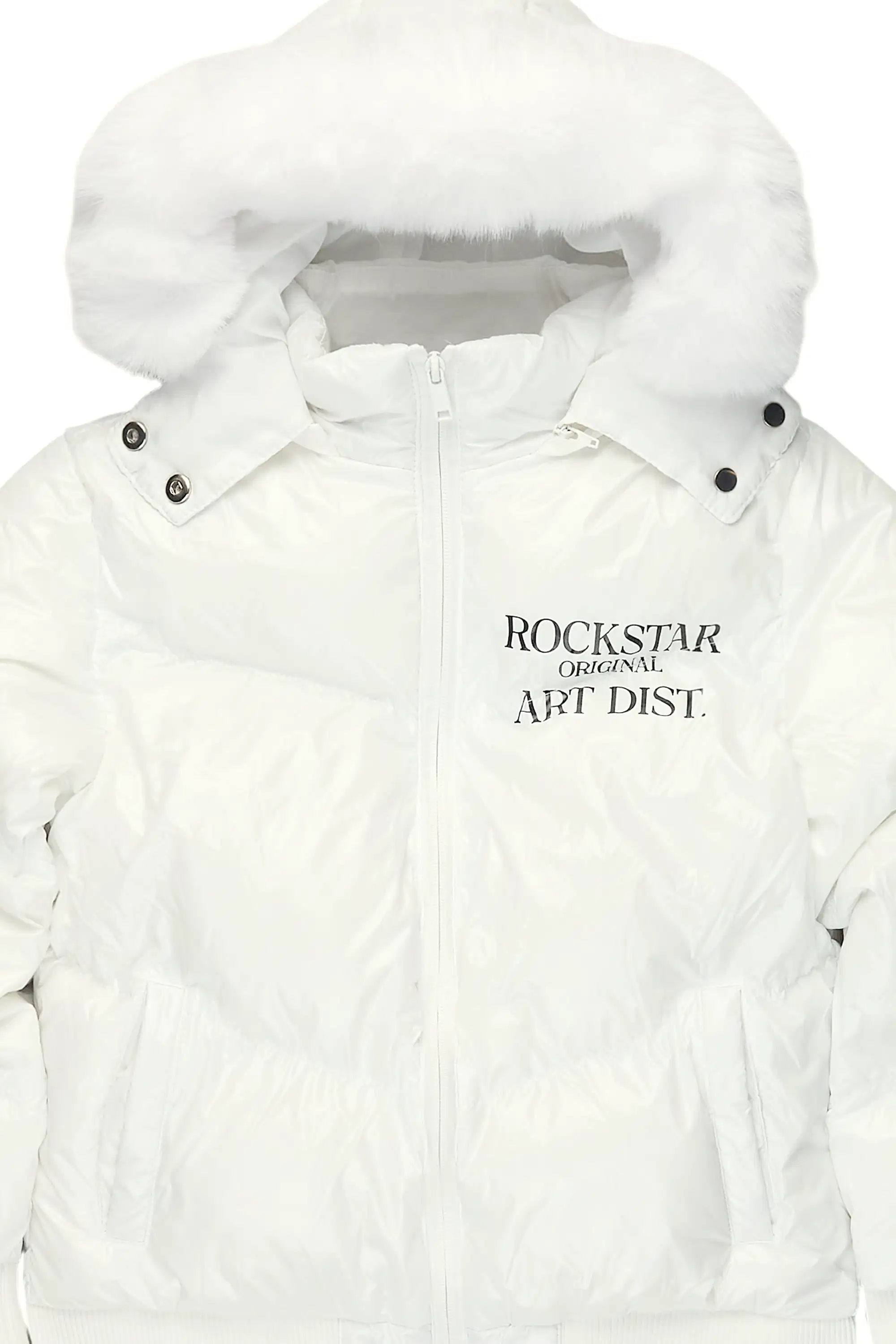 Girls Destina White Puffer Jacket - Image 8