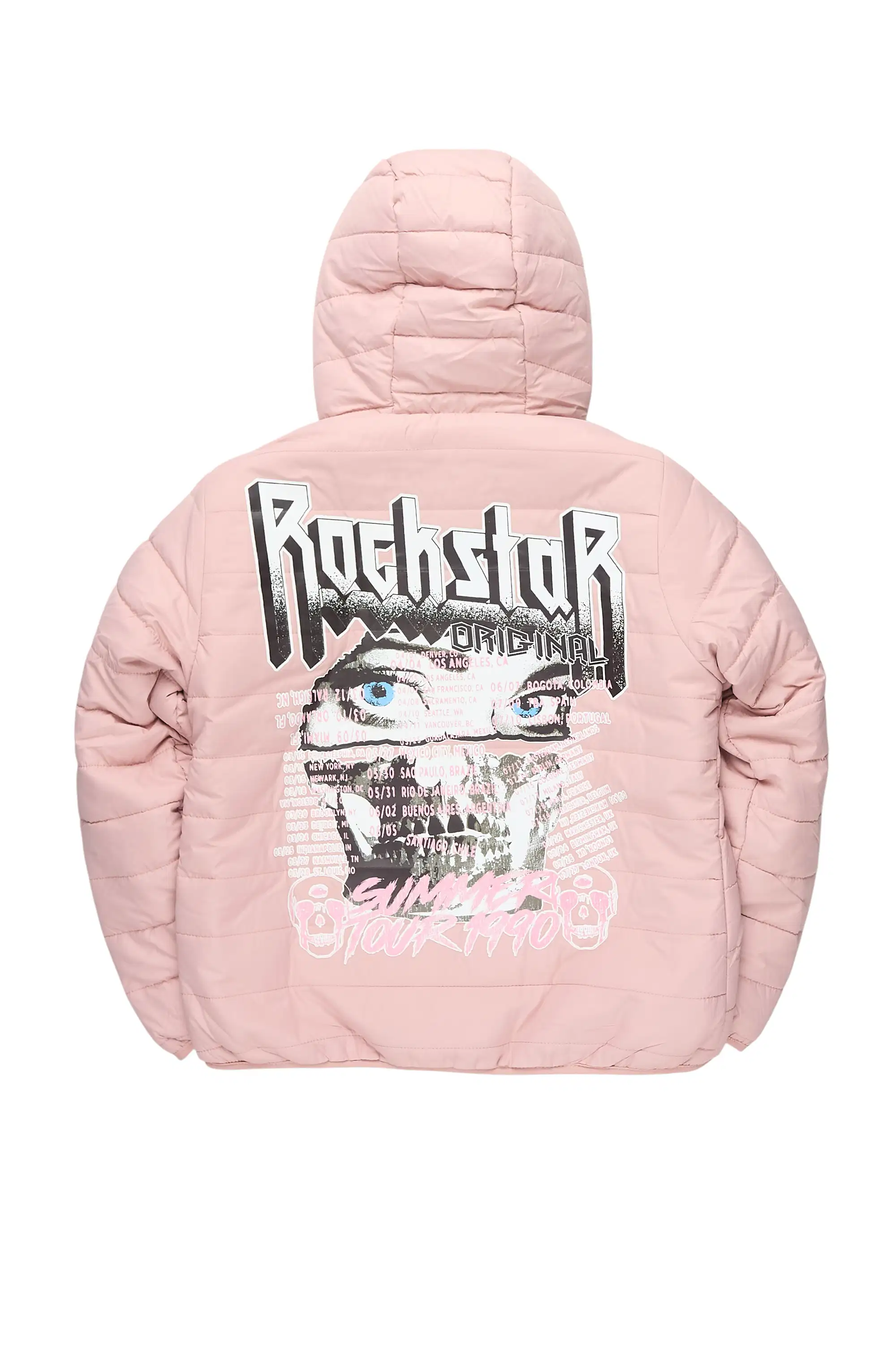 Girls Daegra Mauve/Black Reversible Fur Puffer Jacket - Image 4