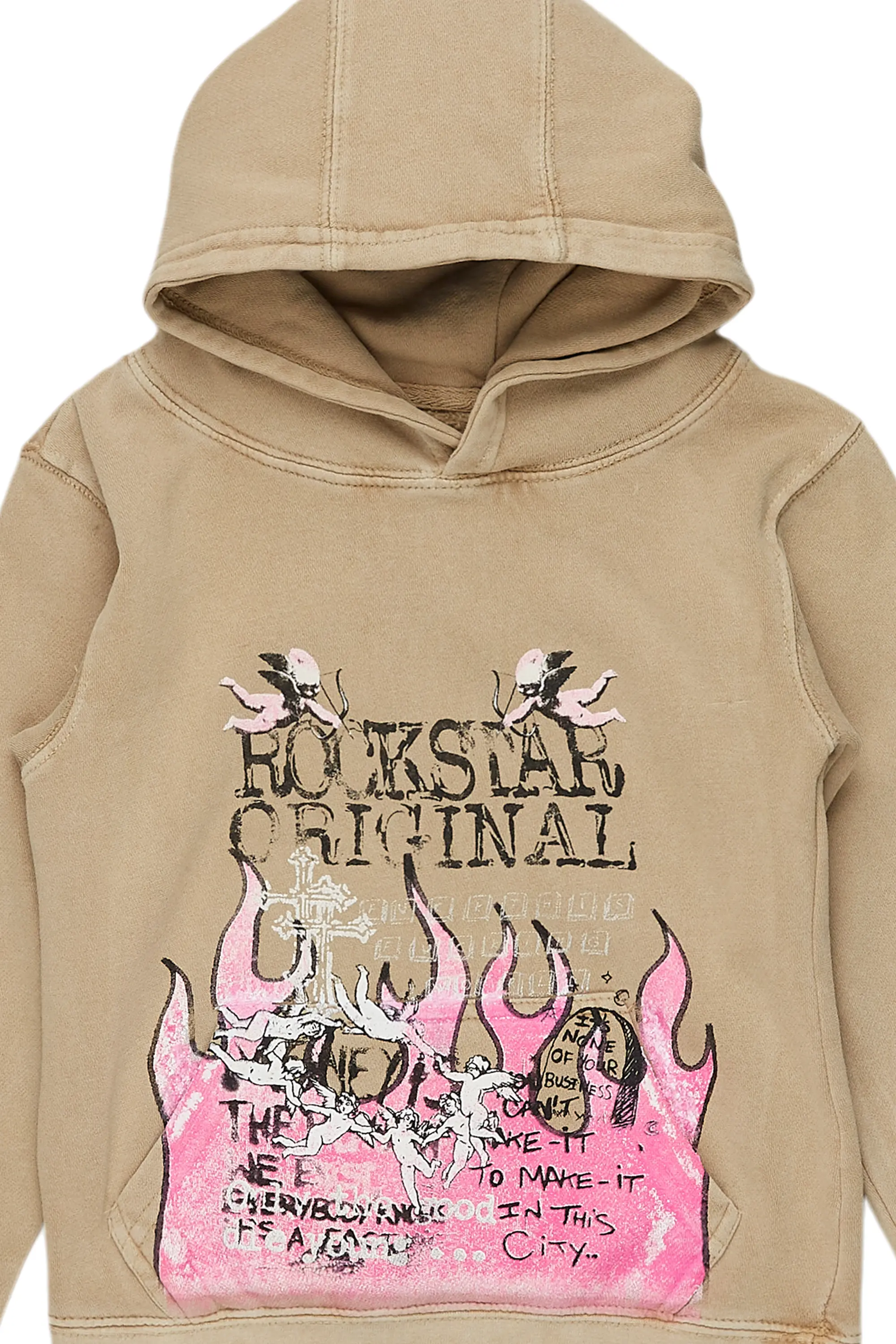 Girls Leira Vintage Beige Graphic Hoodie - Image 2