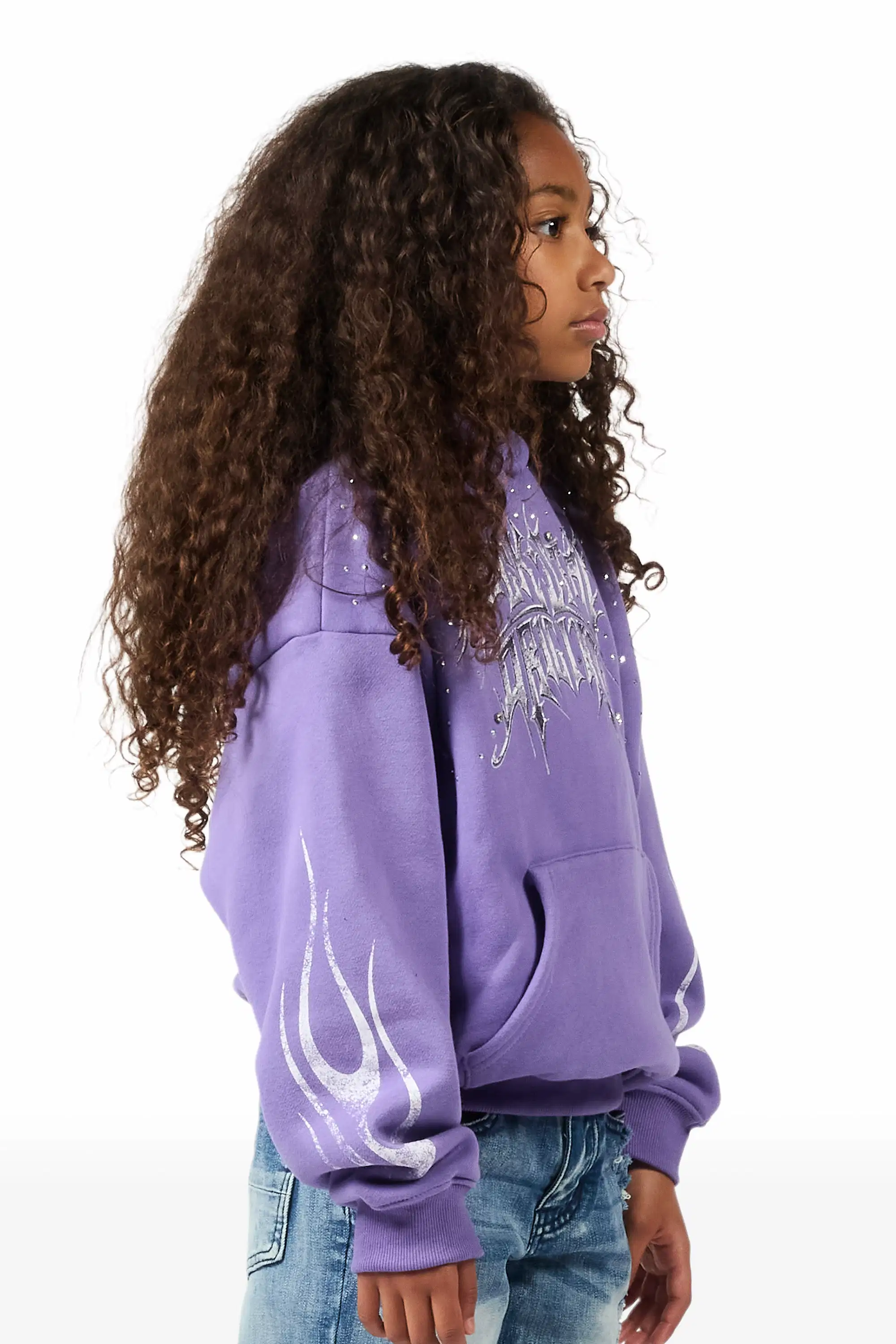 Girls Nikisha Purple Rhinestone Hoodie - Image 3