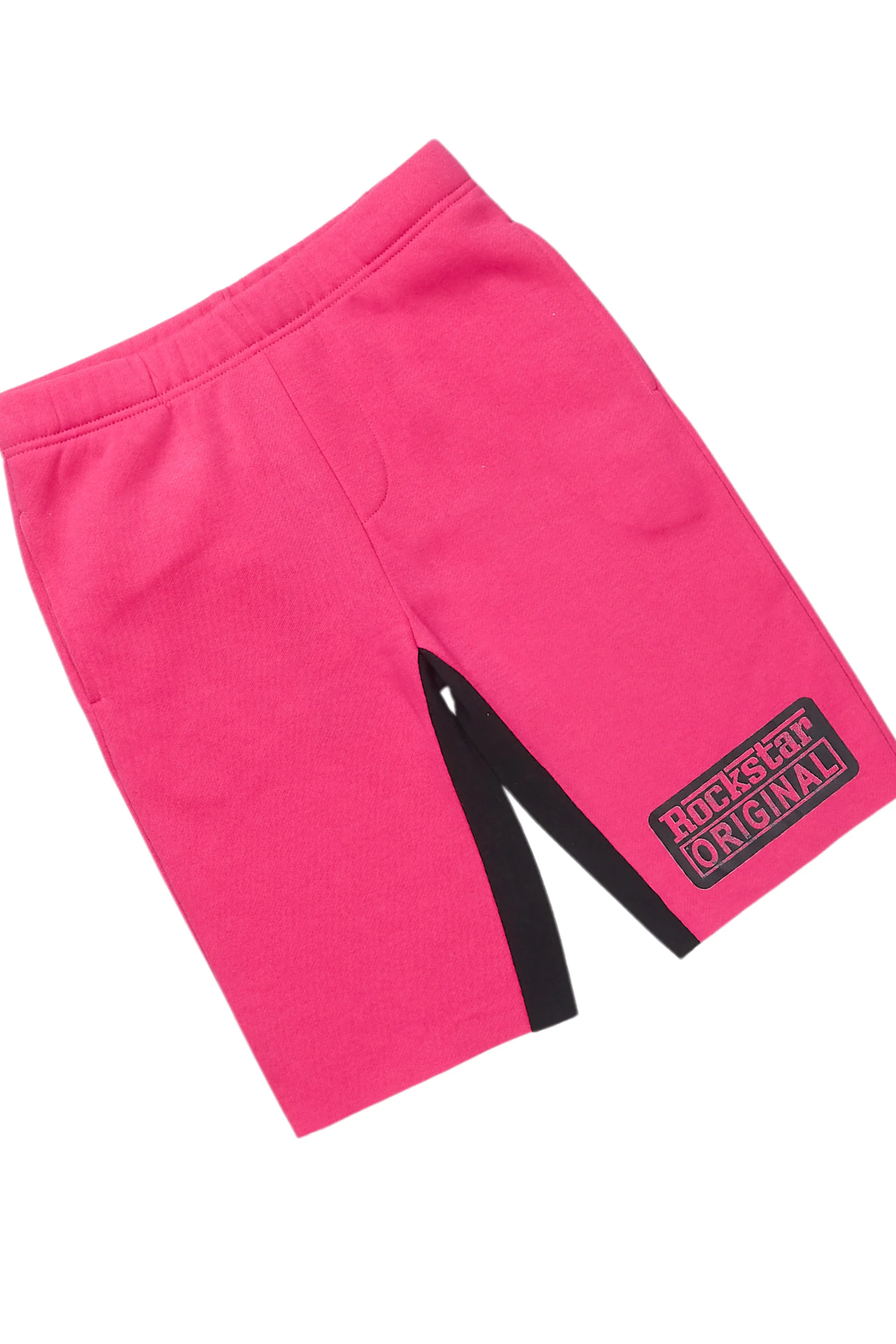 Girls Esha Vintage Black/Fuchsia T-Shirt Short Set - Image 3