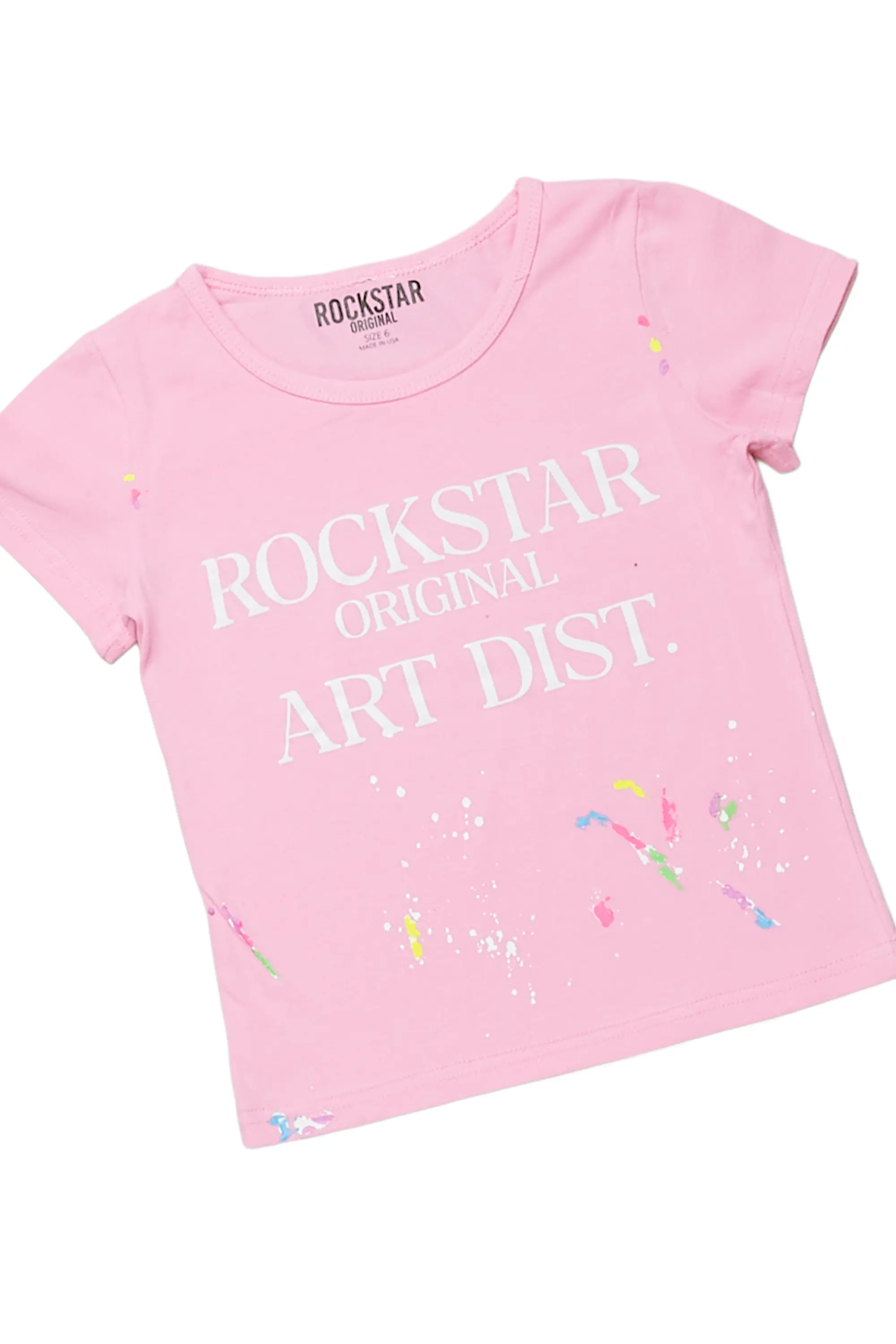 Girls Idana Pink T-Shirt/Denim Short Set - Image 6