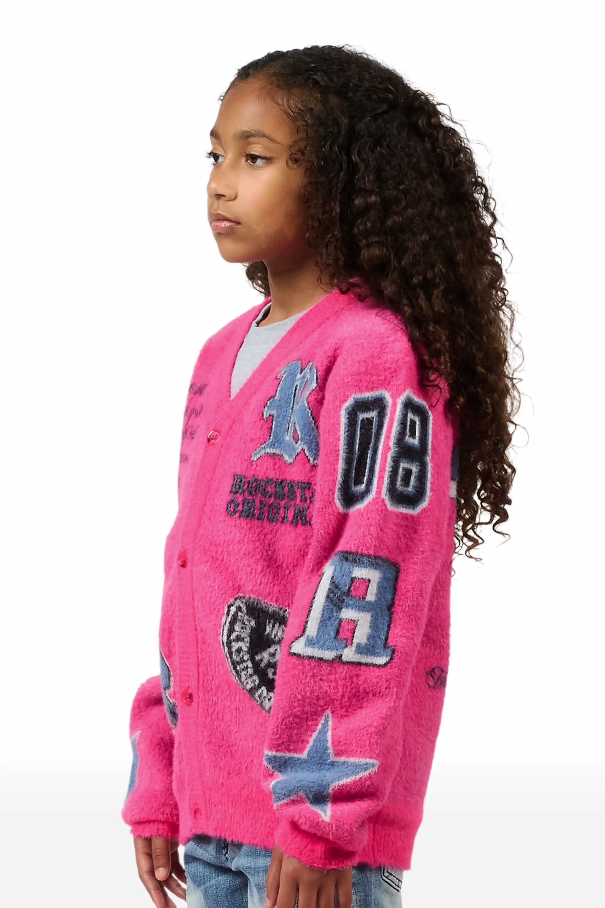 Girls Delling Pink Mohair Knit Cardigan - Image 5