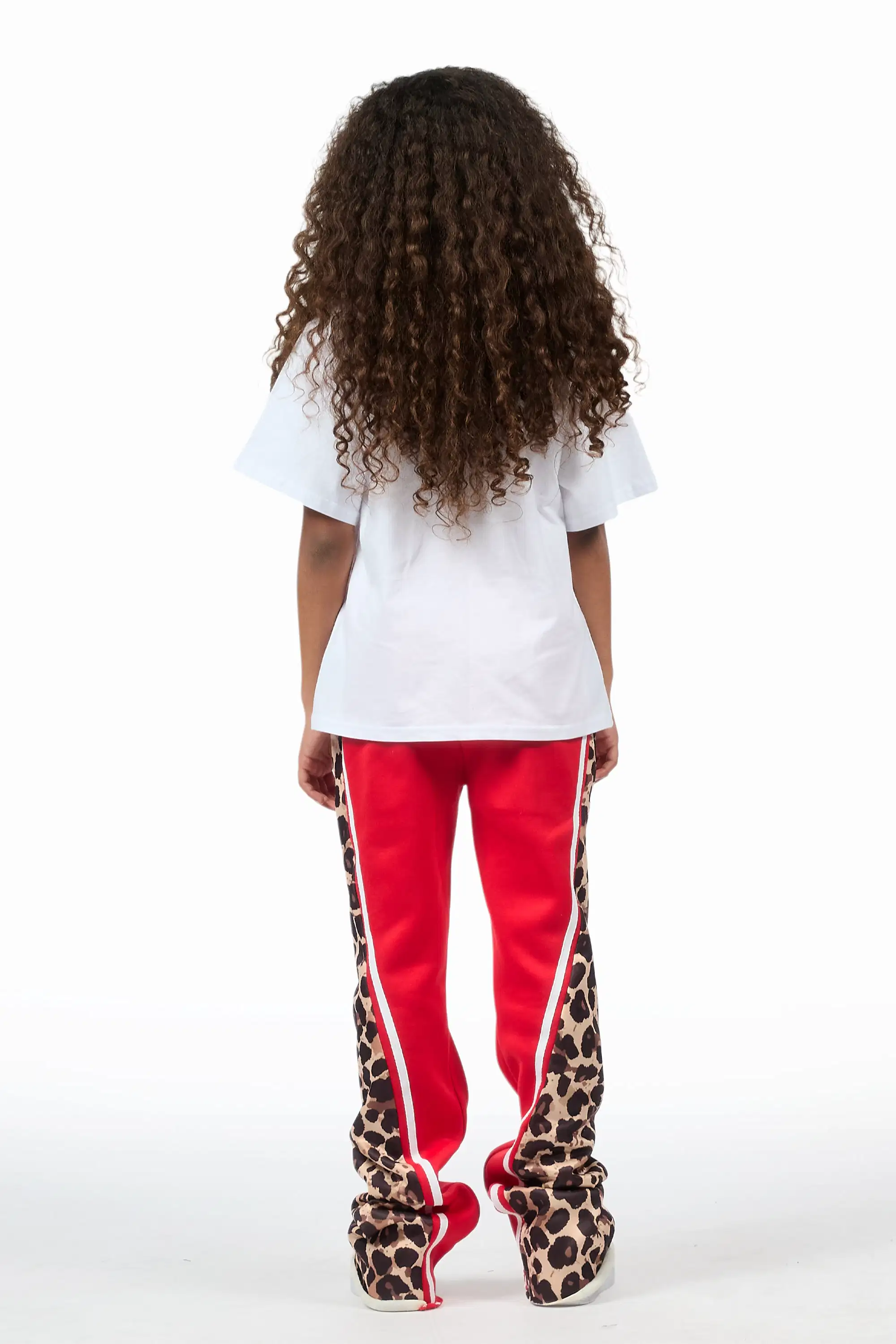 Girls Soana Red Stacked Track Pant - Image 5