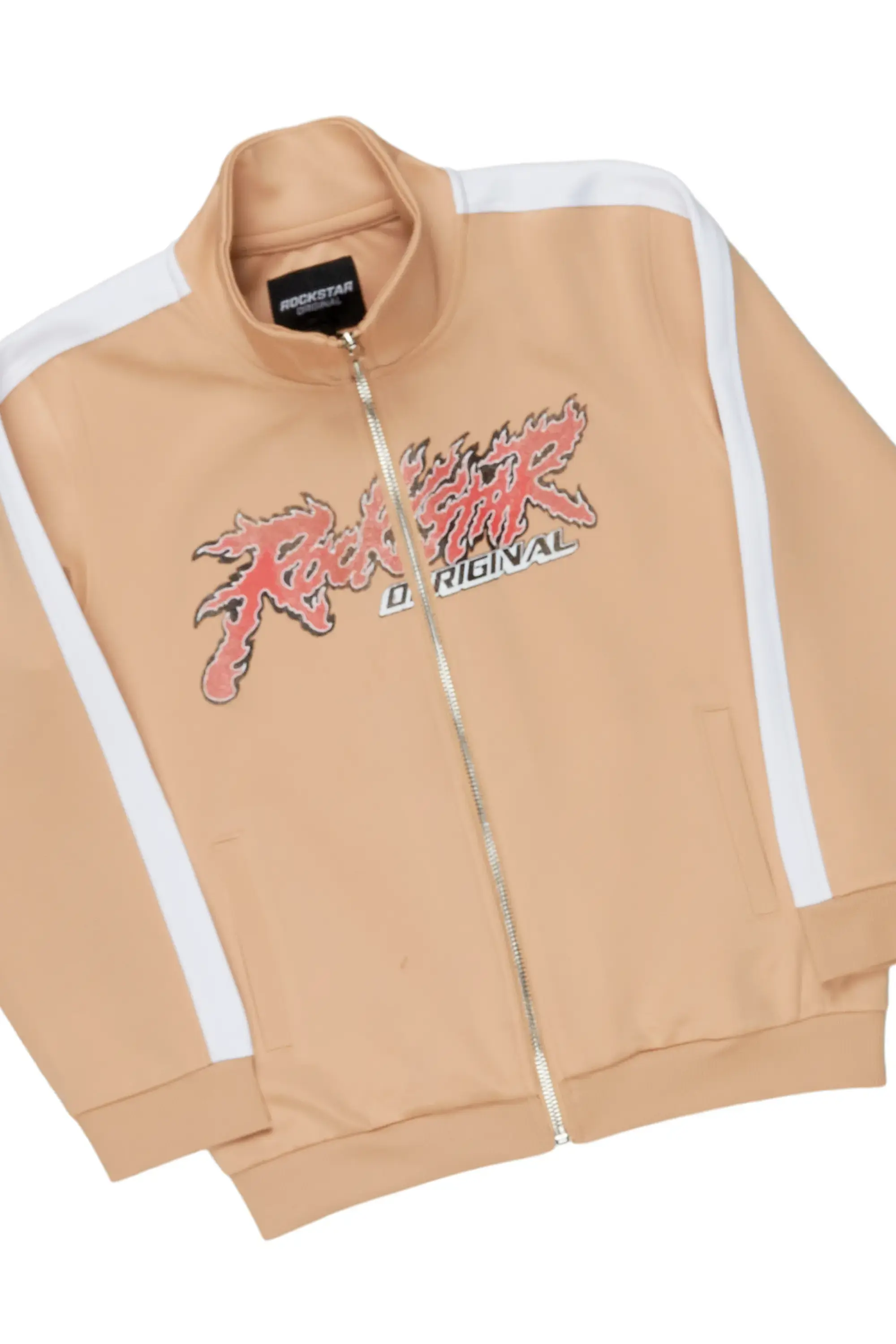 Girls Yashy Beige Tricot Stacked Flare Track Set - Image 6