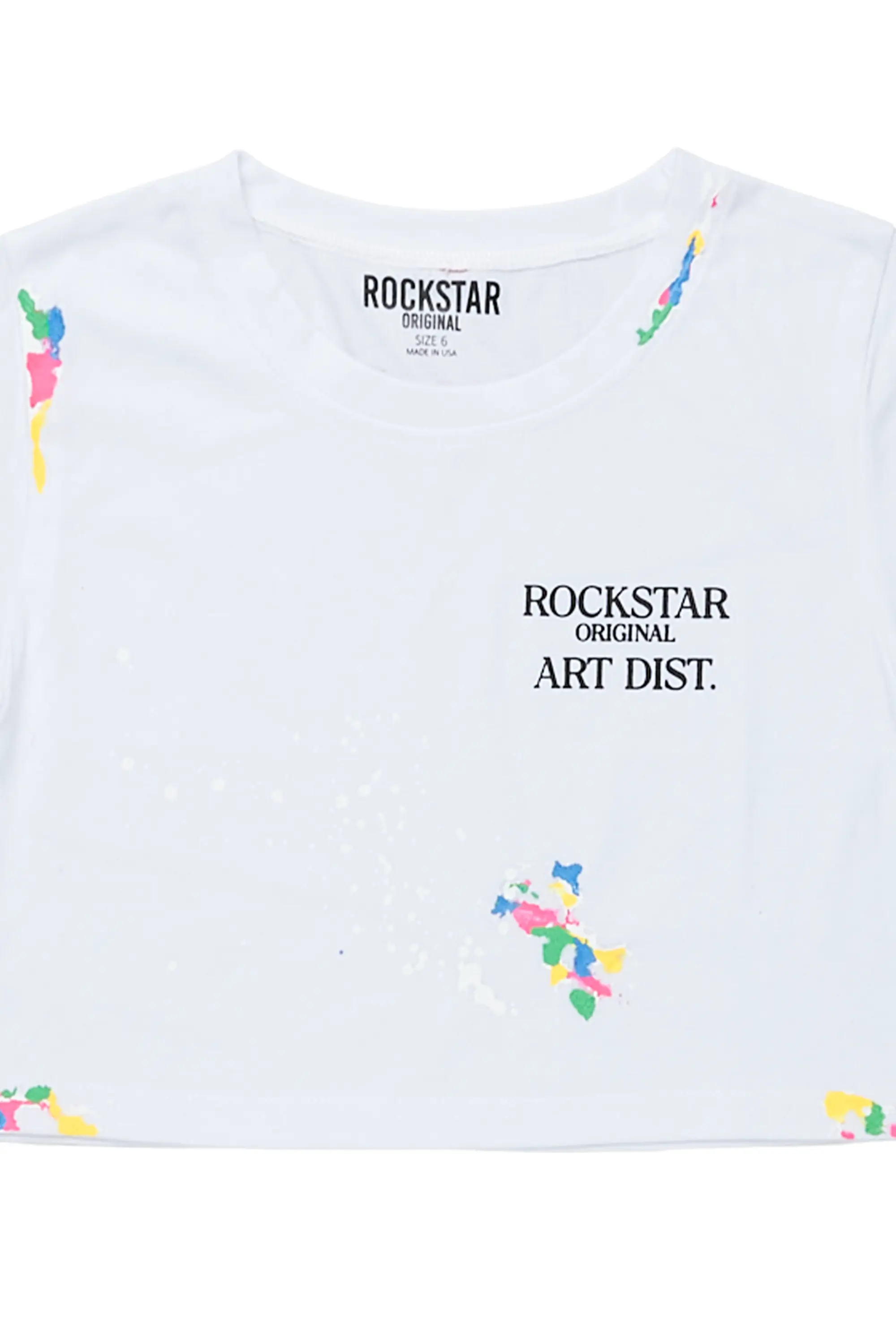 Girls Palmira White Crop Top Graphic T-Shirt - Image 2