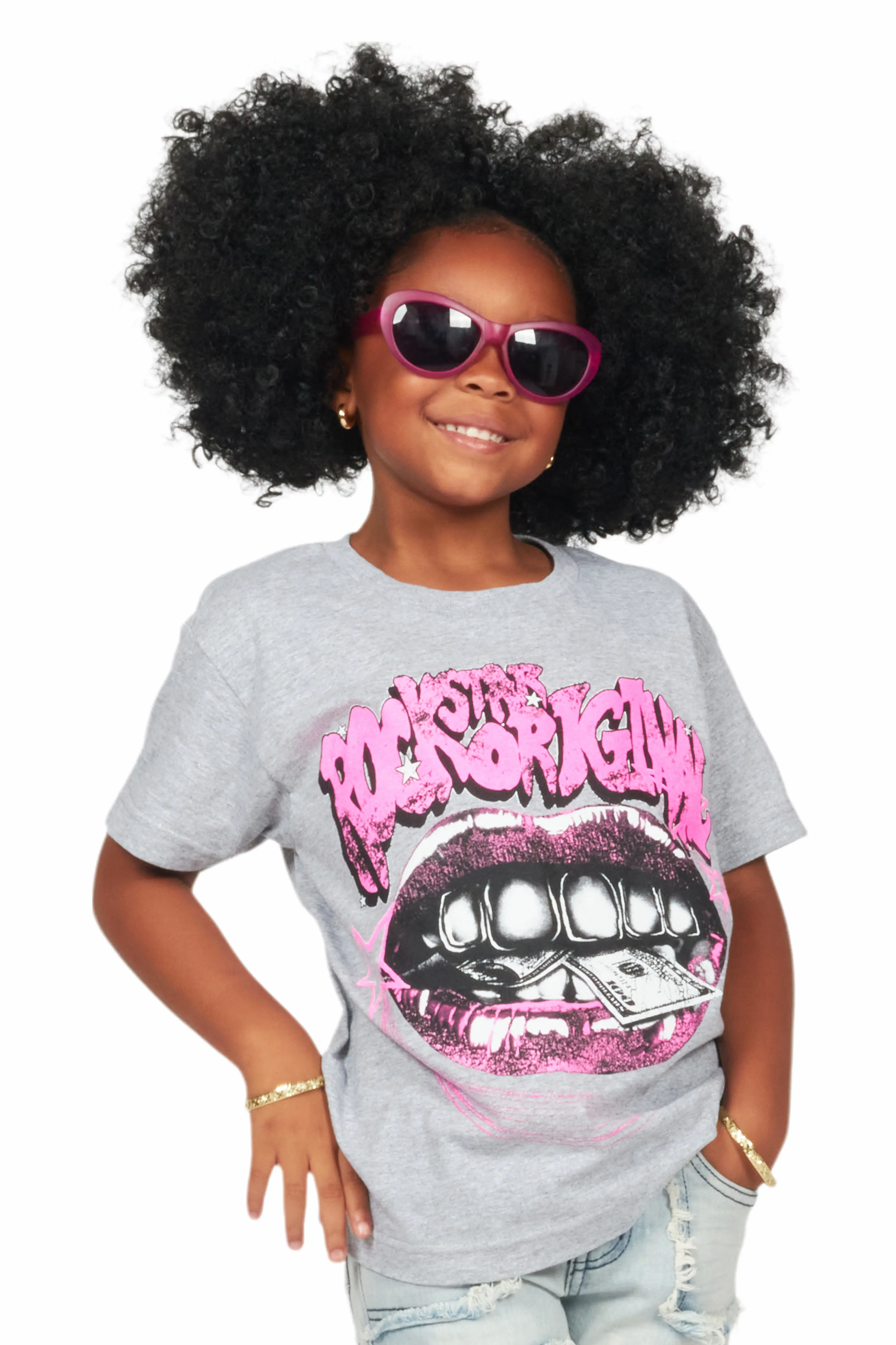 Girls Rosie Grey Graphic T-Shirt - Image 3