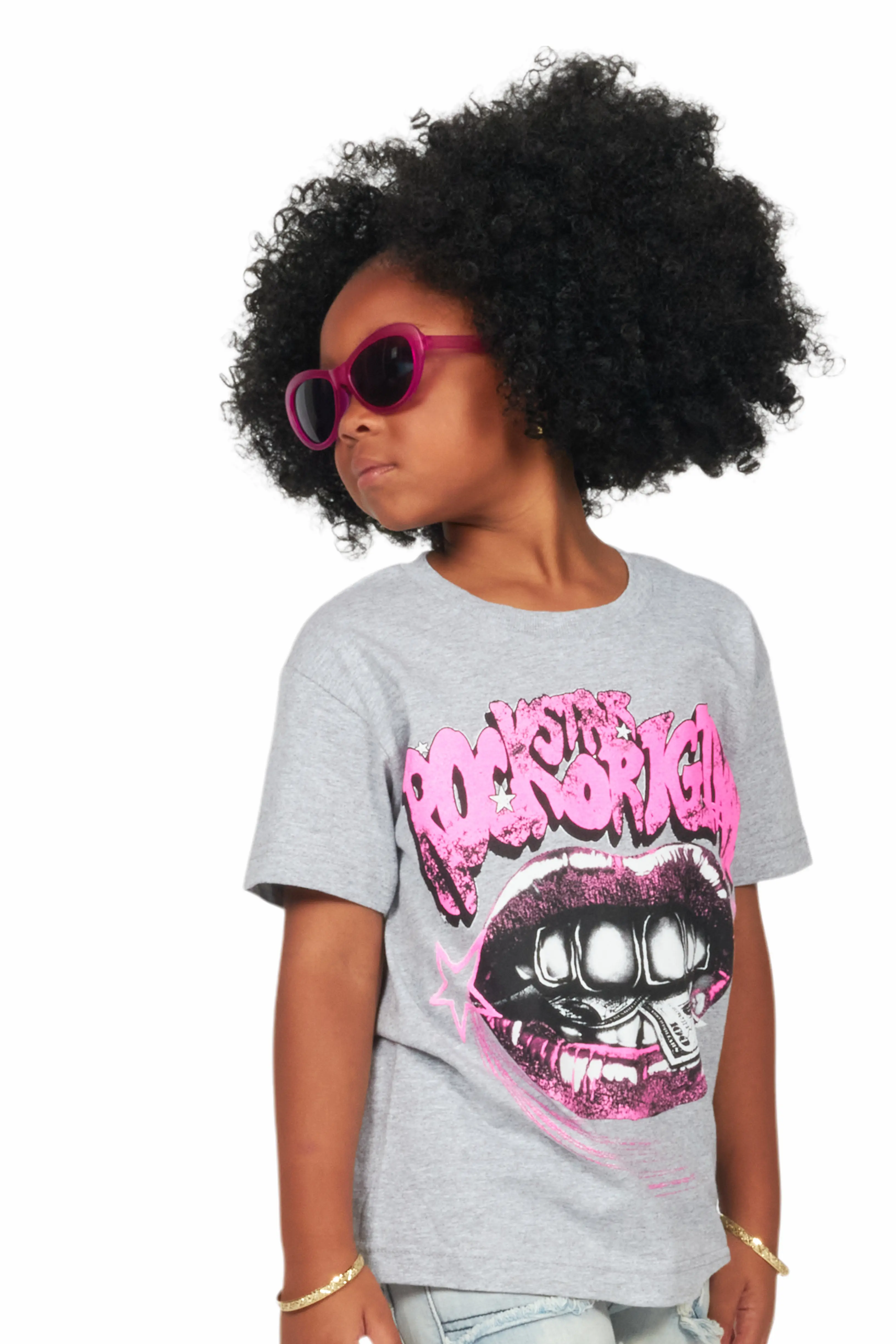 Girls Rosie Grey Graphic T-Shirt - Image 6