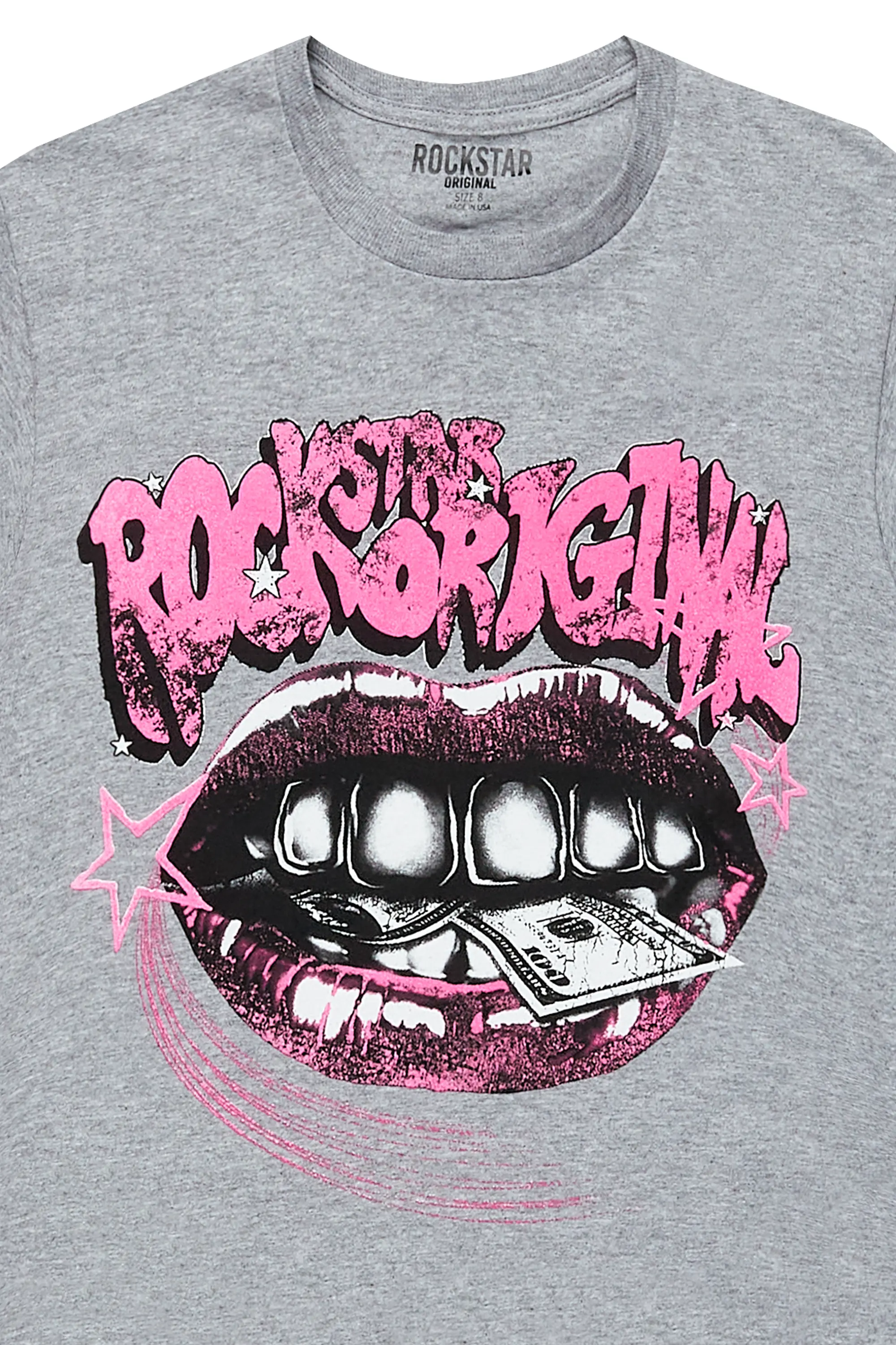 Girls Rosie Grey Graphic T-Shirt - Image 7