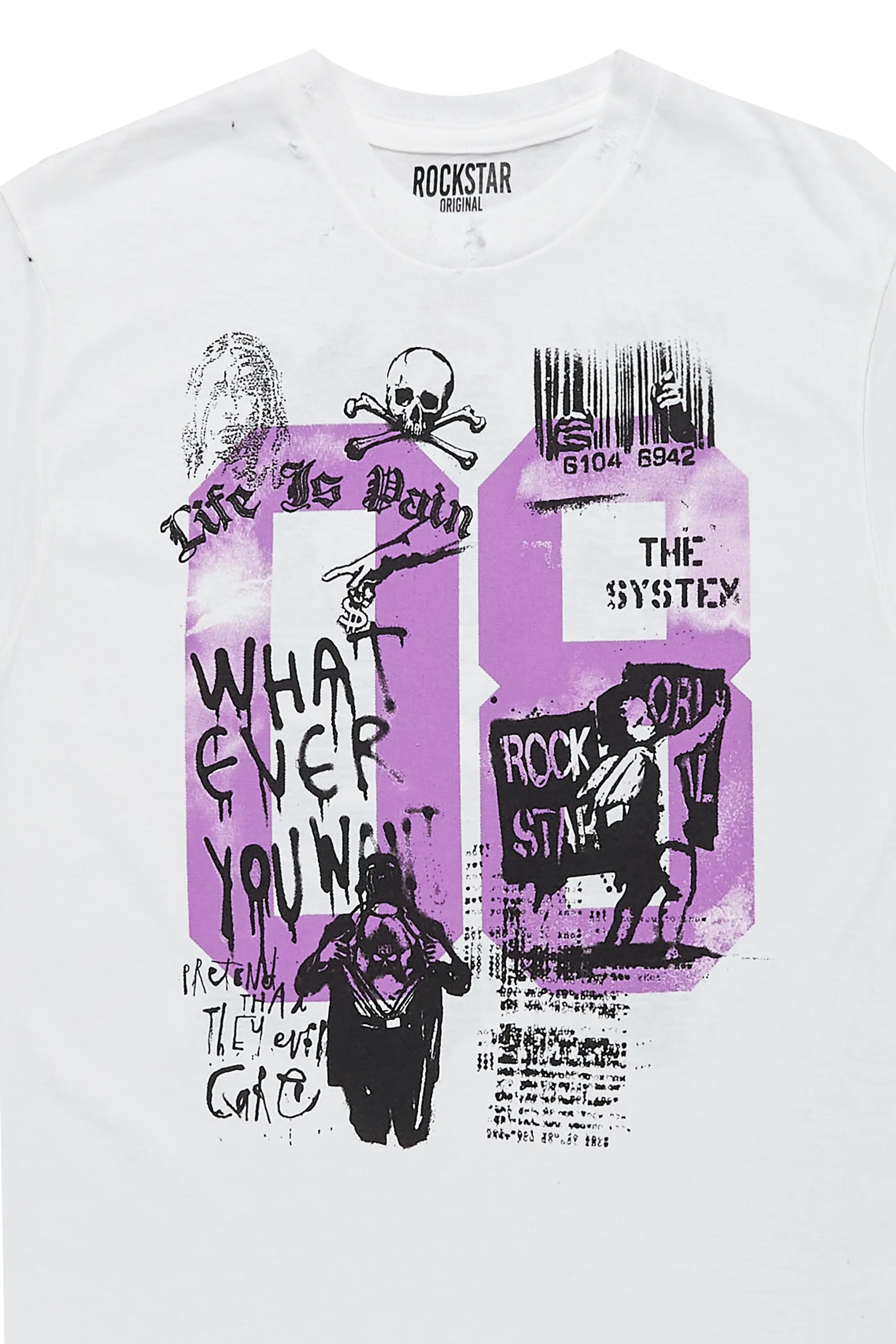 Girls Kammy White/Purple Graphic T-Shirt - Image 2