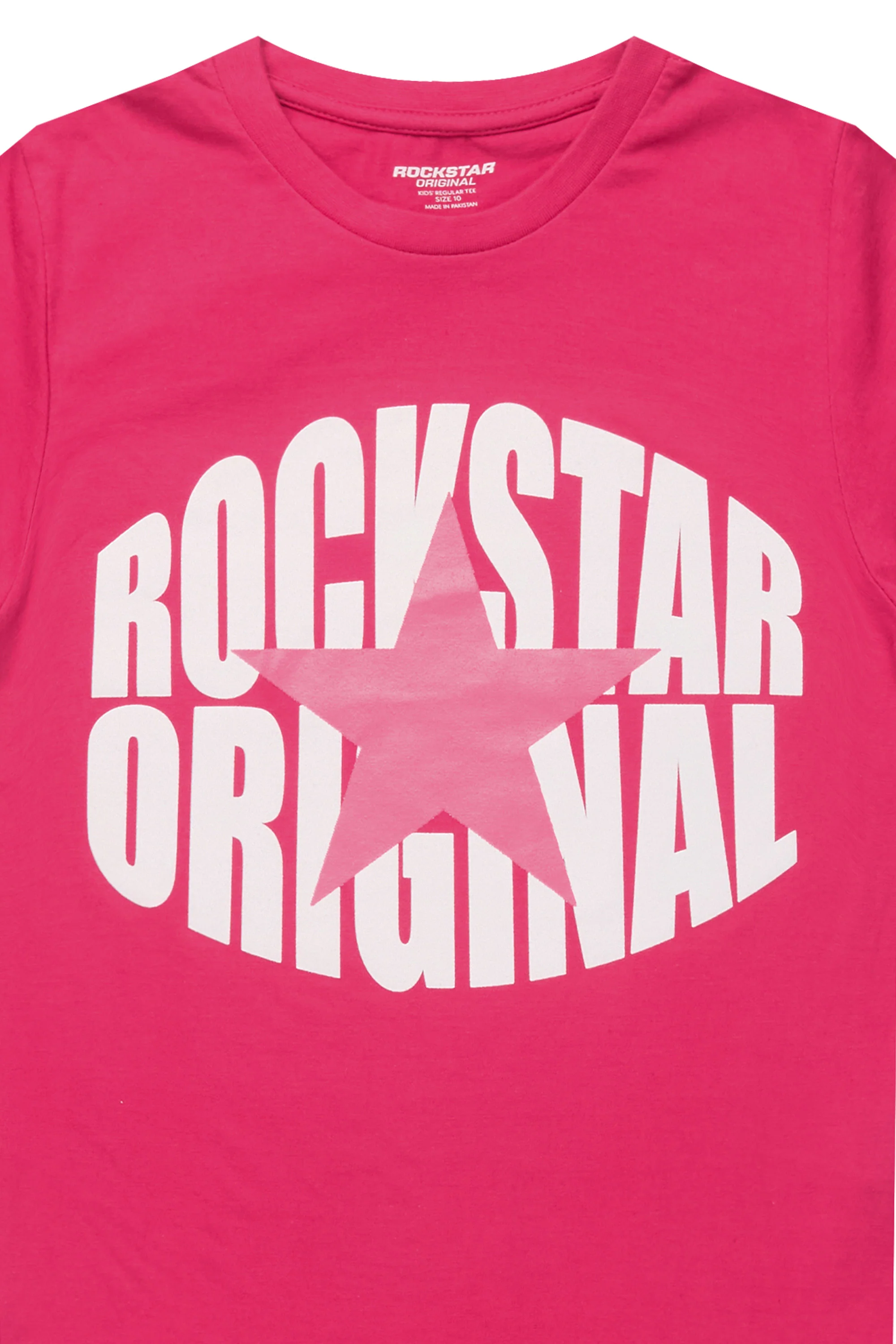 Girls Mia Fuchsia/White Graphic T-Shirt - Image 2