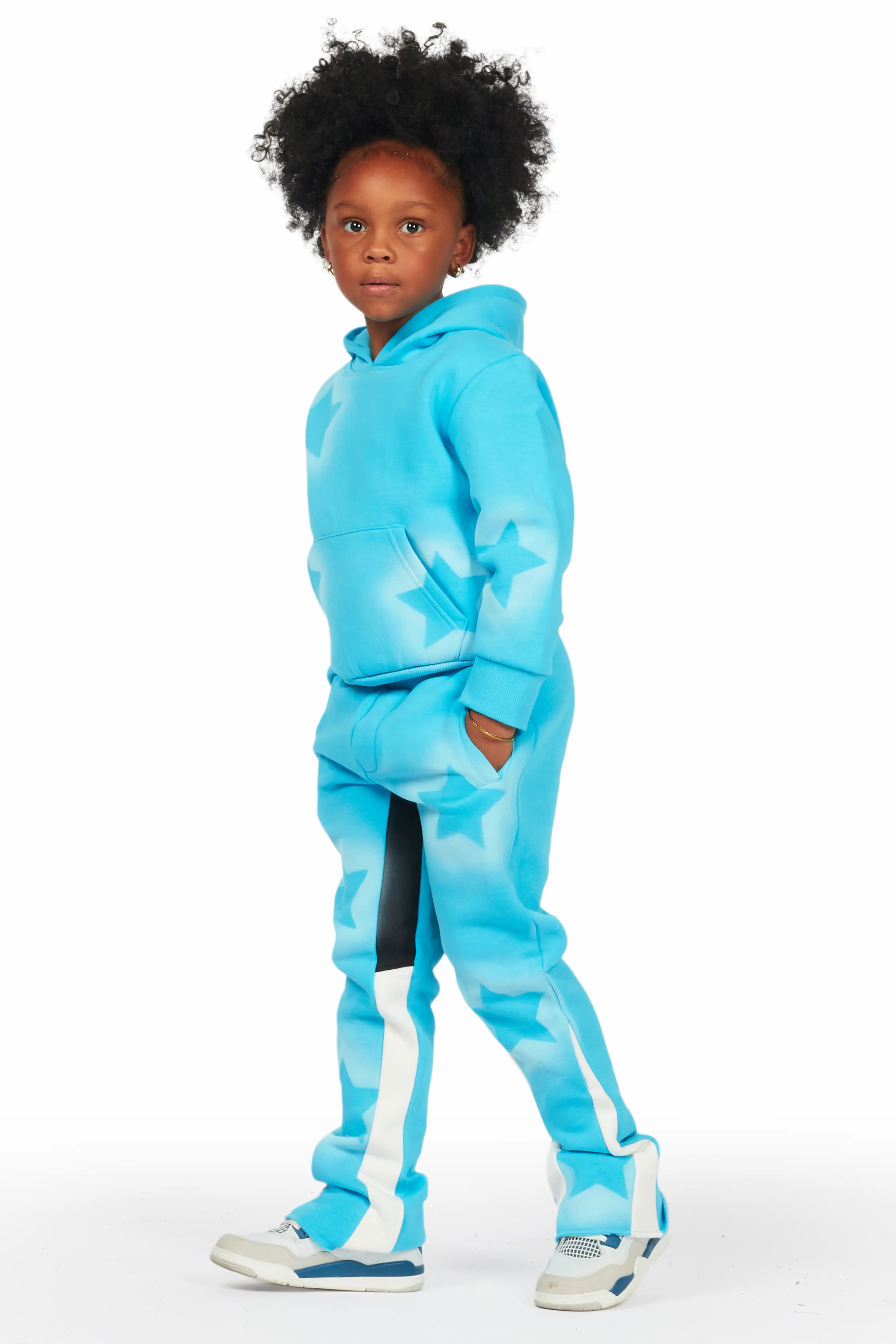 Girls Sophie Blue Stacked Pant Set - Image 3