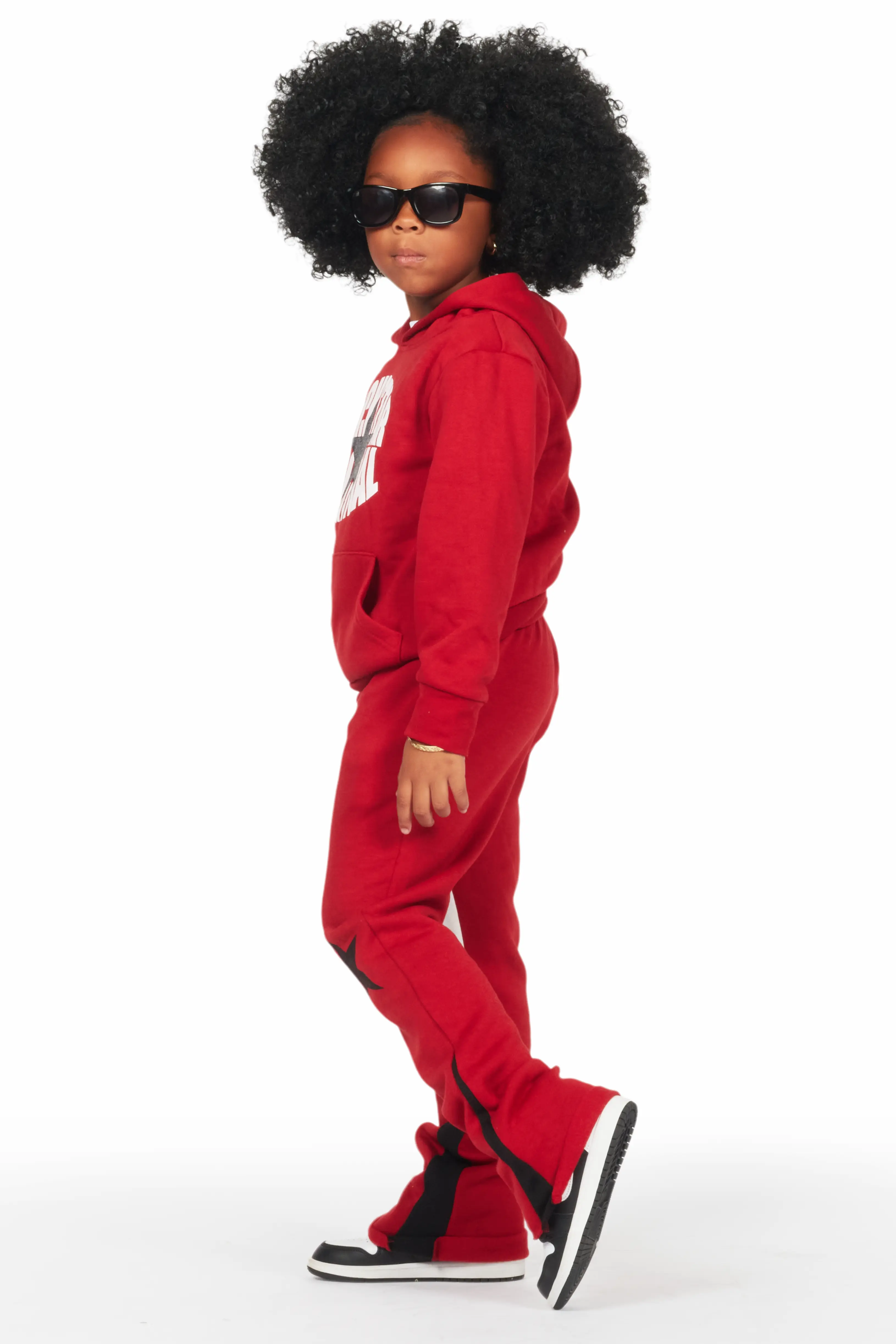 Girls Sargie Burgundy Stacked Pant Set - Image 3