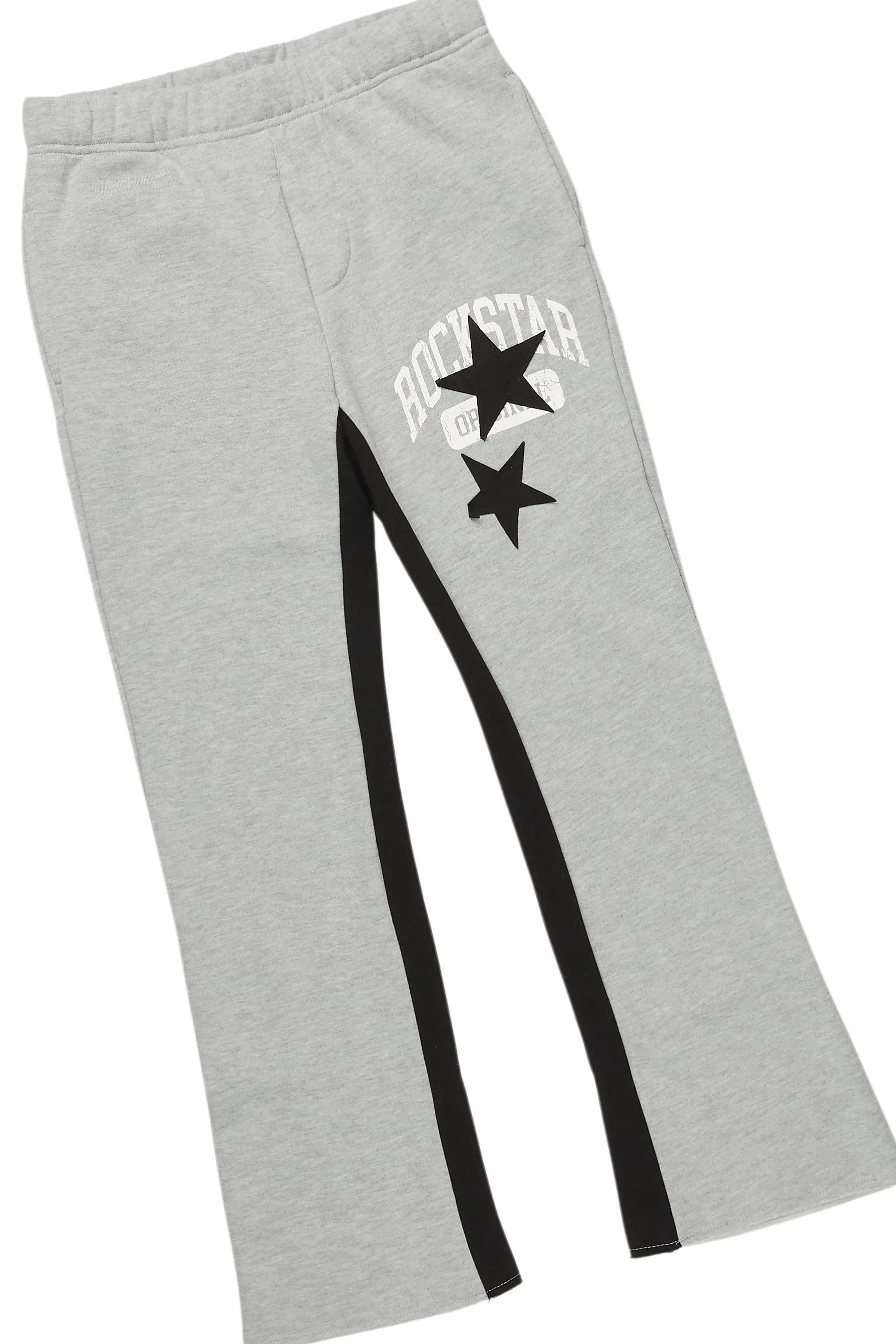 Girls Mallora Heather Grey Baggy Stacked Hoodie Track Set - Image 3