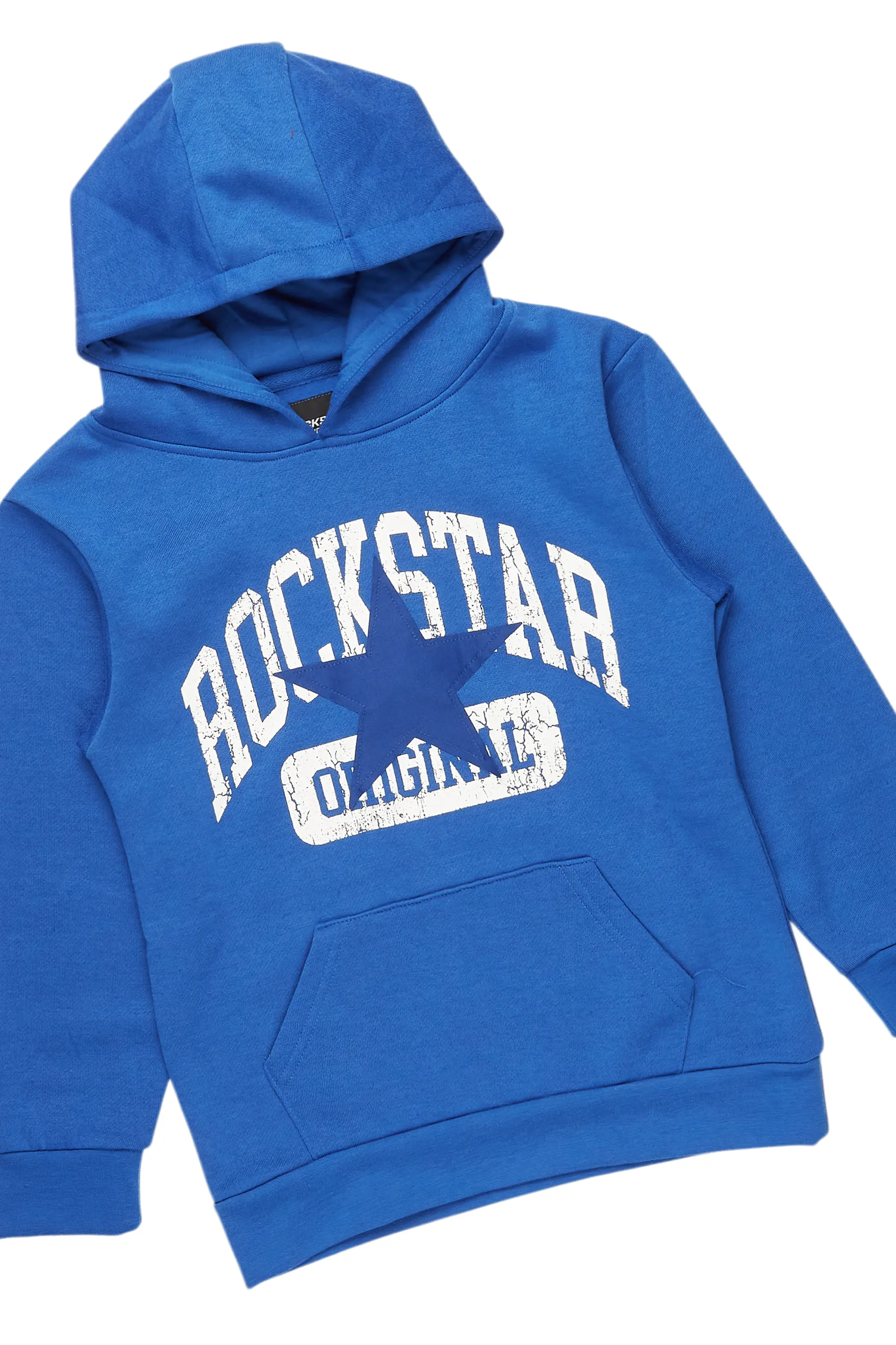 Girls Mallora Royal Blue Baggy Stacked Hoodie Track Set - Image 2