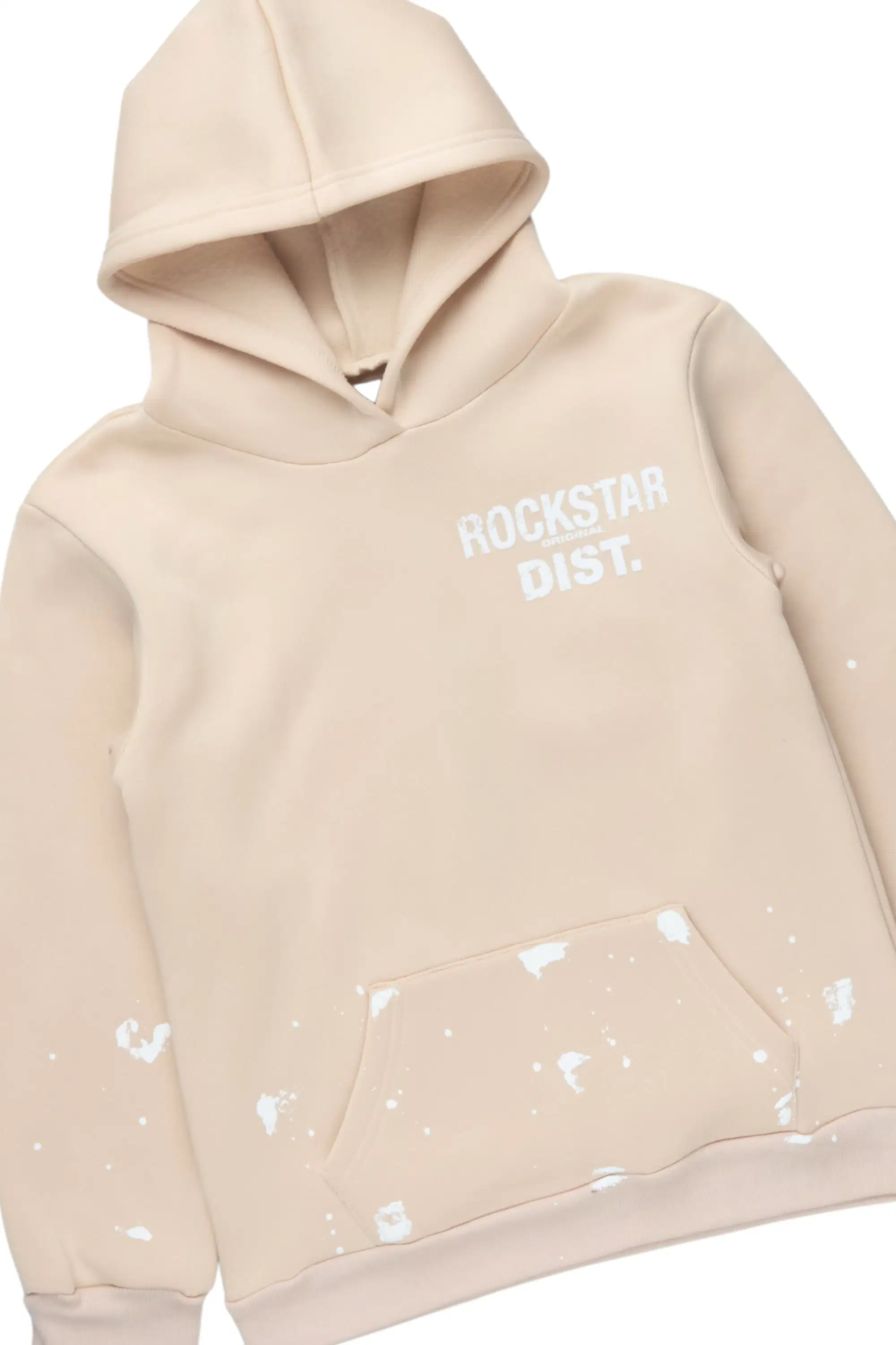 Girls Hadley Beige Hoodie Stacked Flare Track Set - Image 2