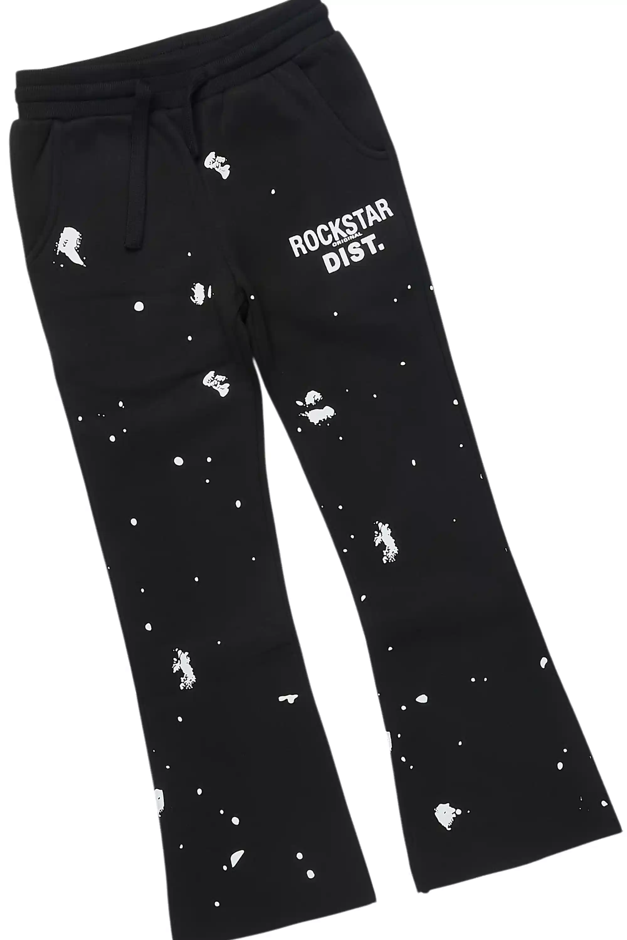 Girls Hadley Black Hoodie Stacked Flare Track Set - Image 4
