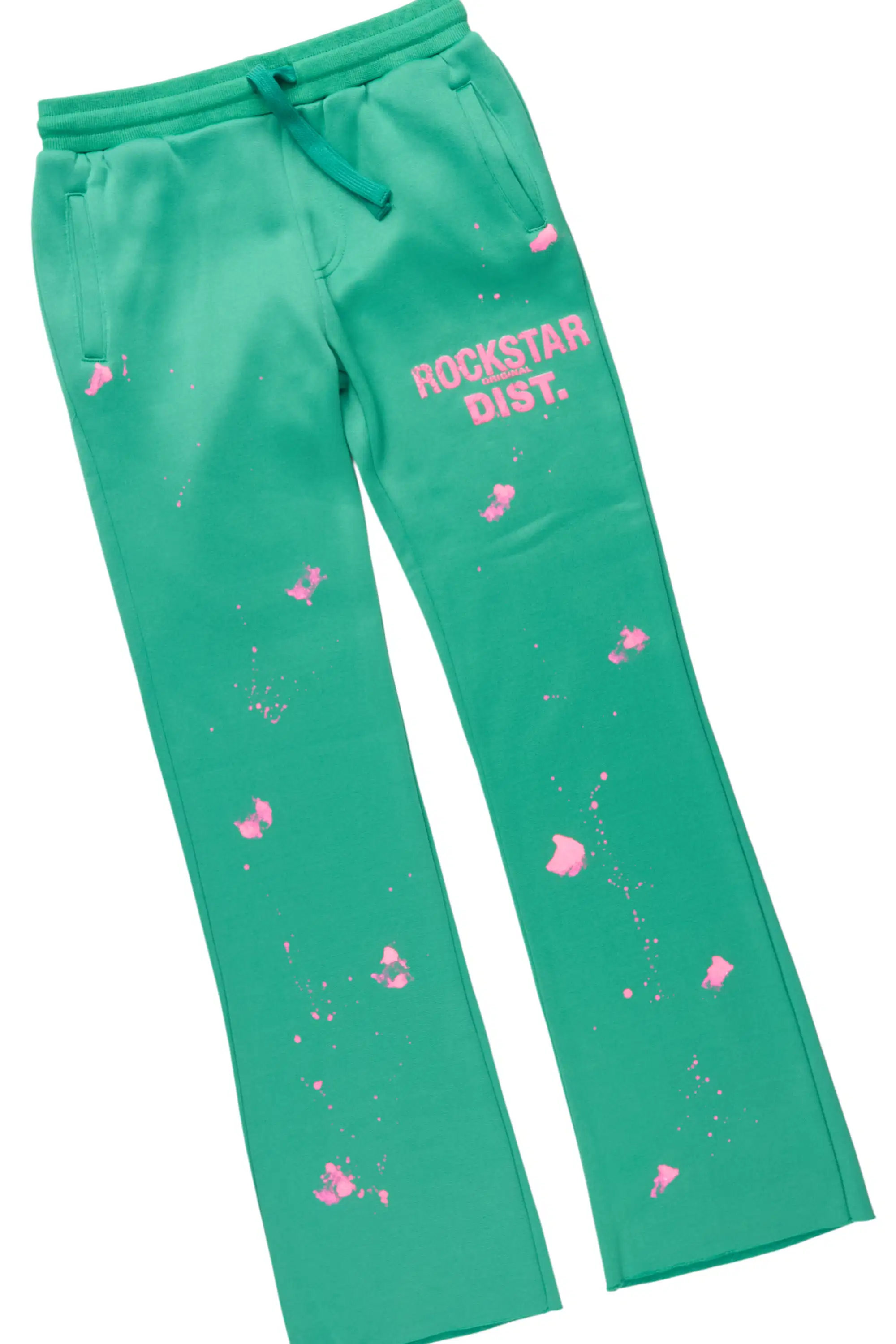 Girls Hadley Green/Pink Hoodie Stacked Flare Track Set - Image 3