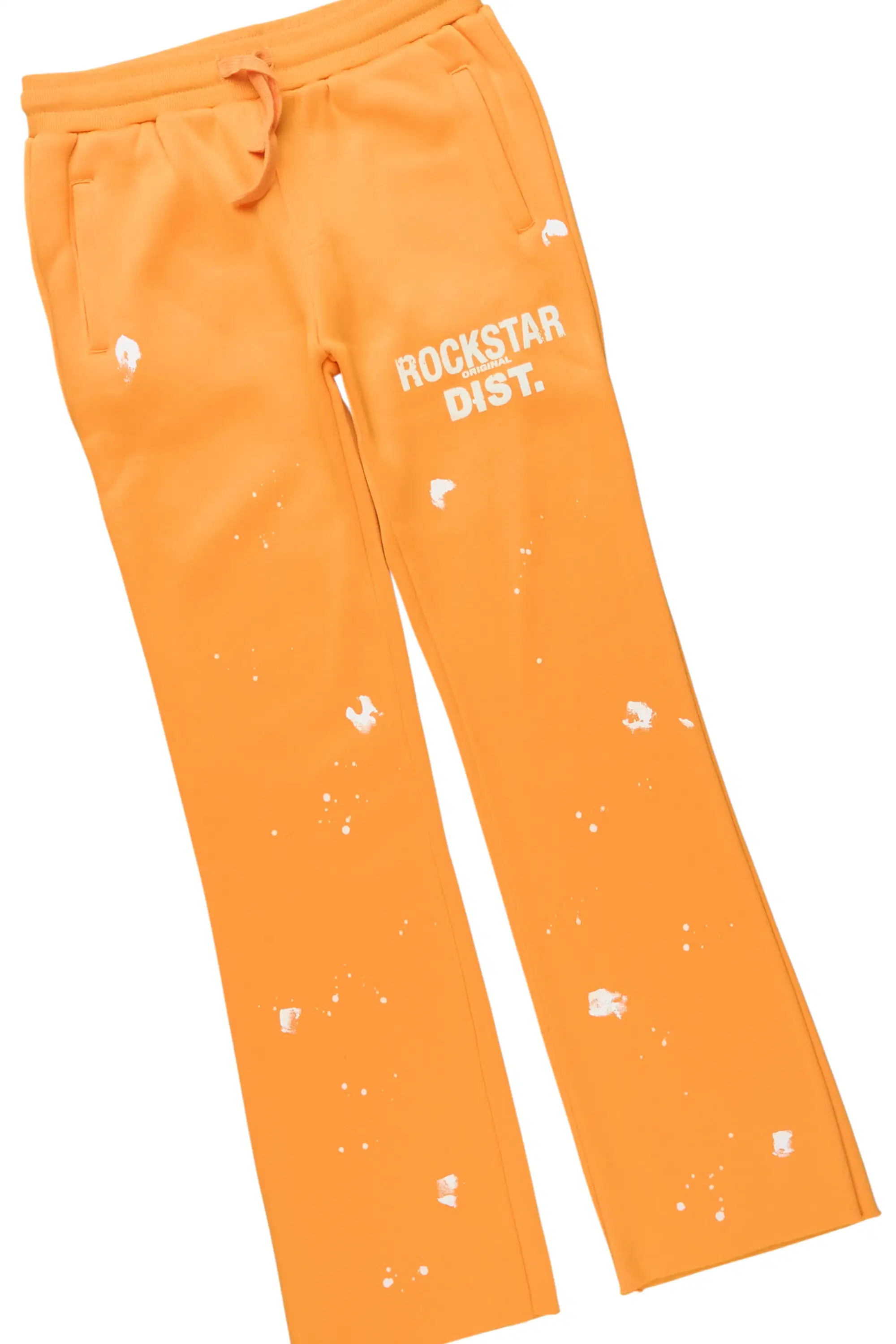 Girls Hadley Orange/White Hoodie Stacked Flare Track Set - Image 3