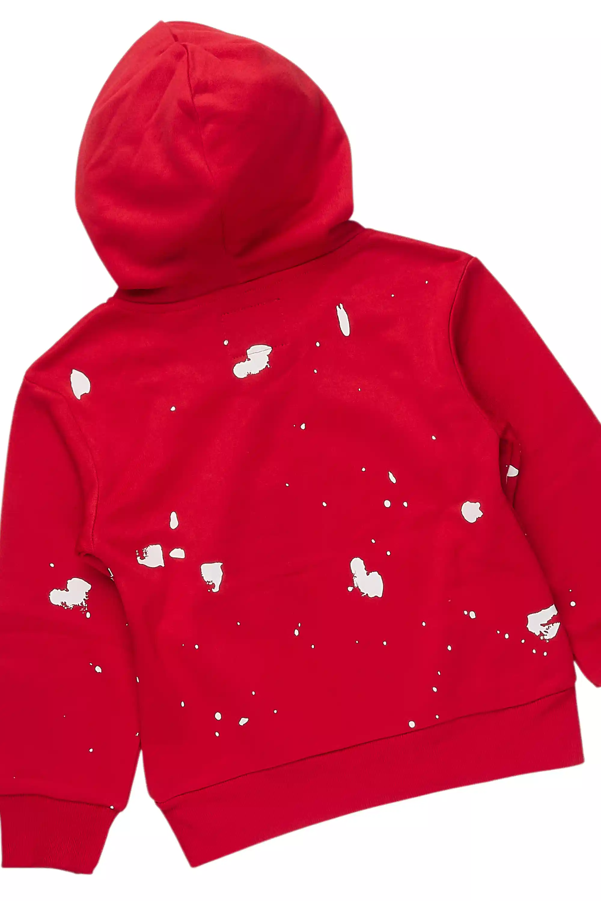 Girls Hadley Red Hoodie Stacked Flare Track Set - Image 3