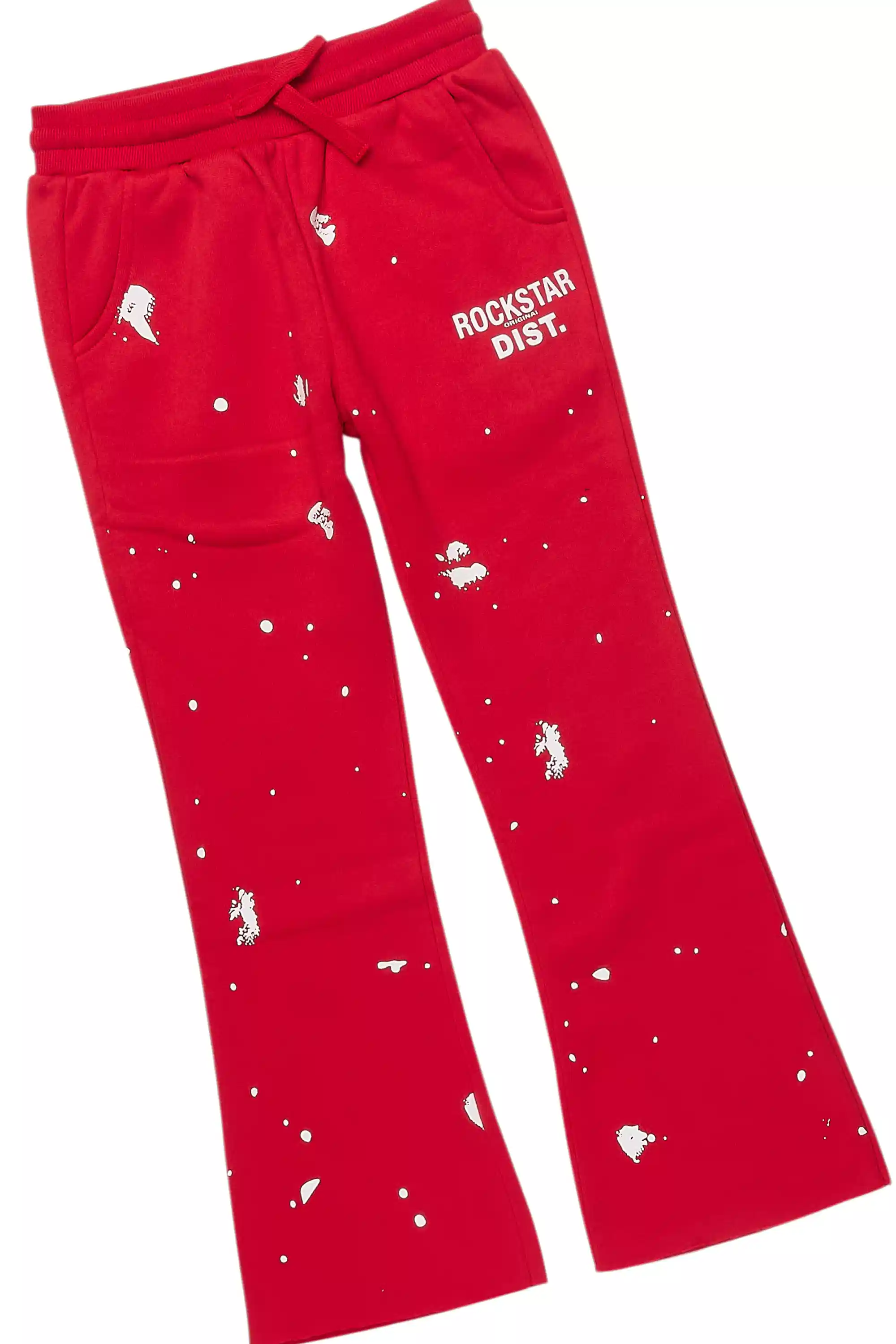Girls Hadley Red Hoodie Stacked Flare Track Set - Image 4
