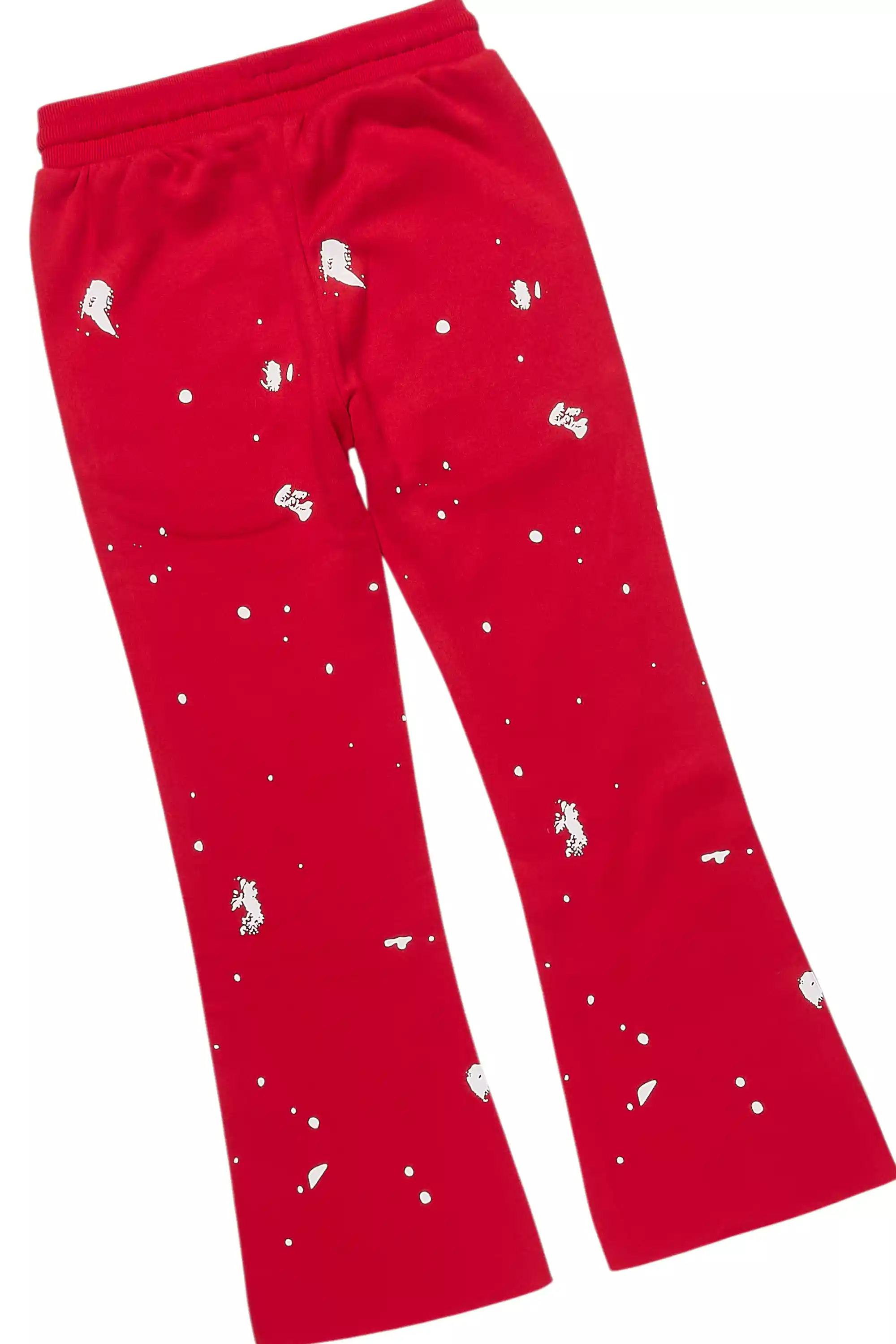 Girls Hadley Red Hoodie Stacked Flare Track Set - Image 5