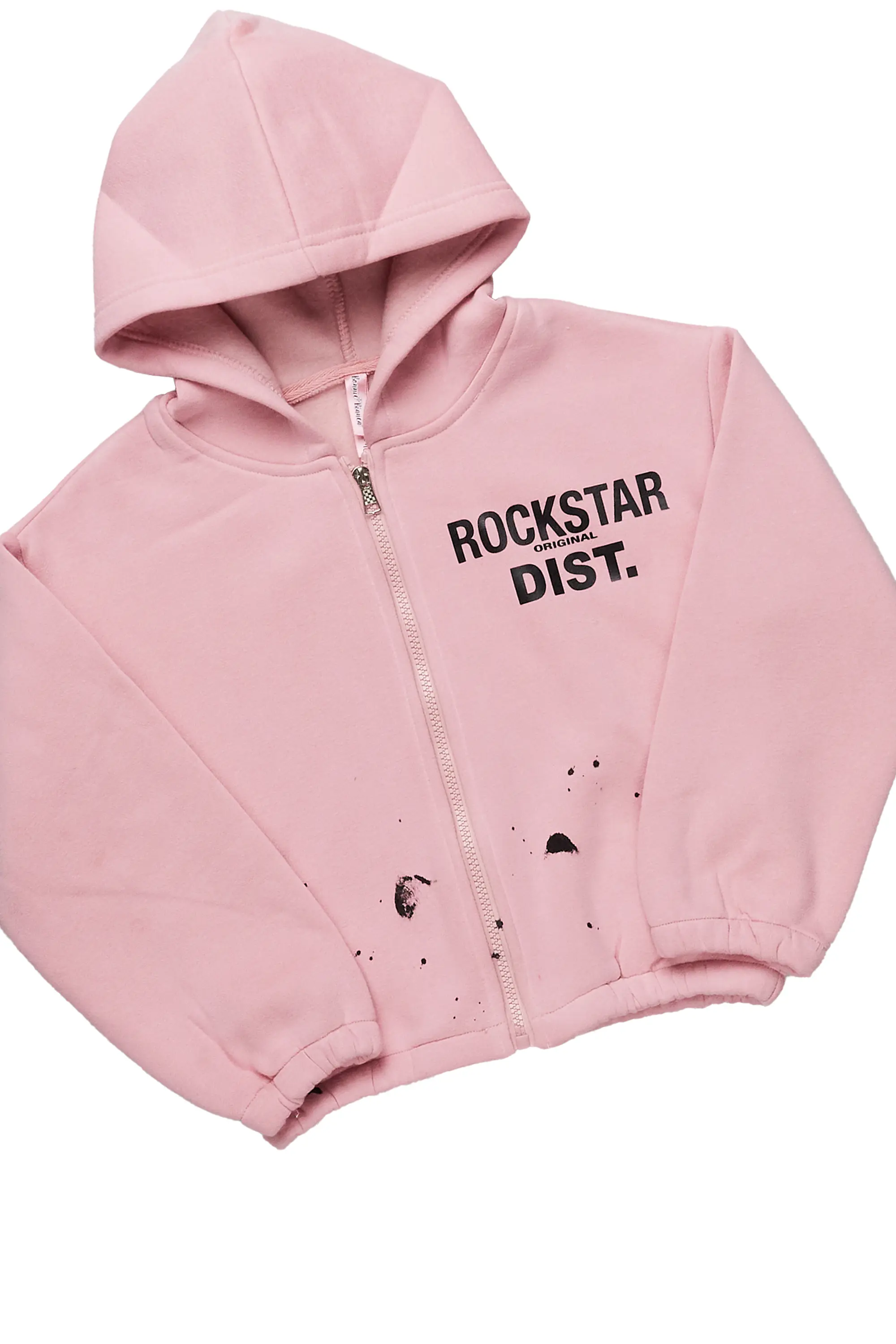 Girls Hadley Blush Zip Up Hoodie Pant Set - Image 5