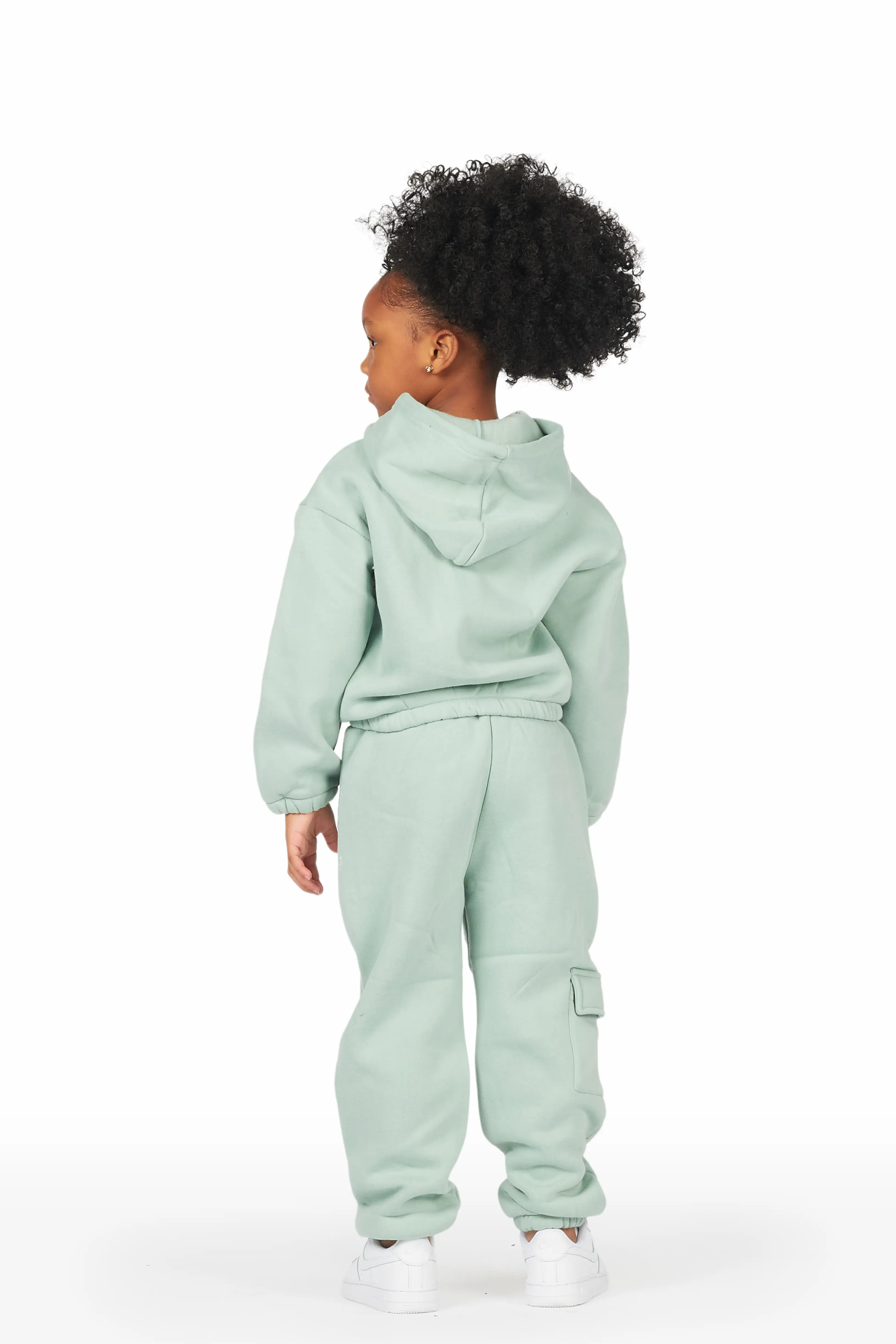 Girls Hadley Sage Zip Up Hoodie Pant Set - Image 4
