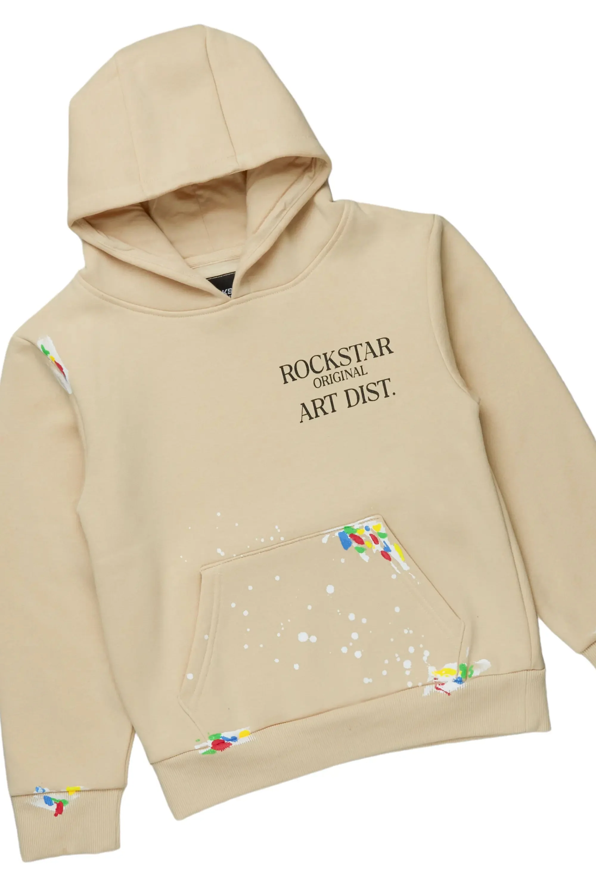 Girls Artie Beige Hoodie Stacked Flare Track Set - Image 2