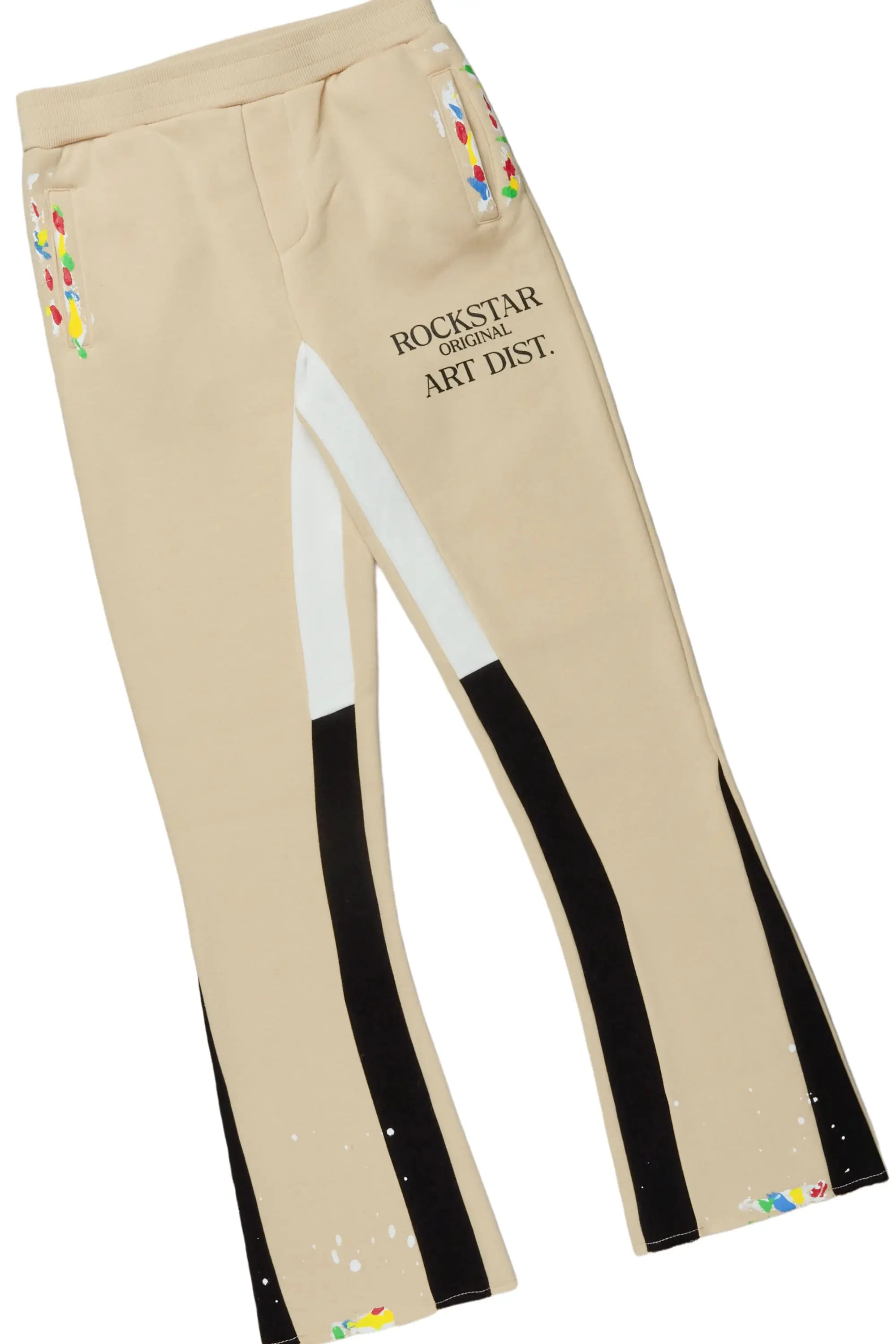 Girls Artie Beige Hoodie Stacked Flare Track Set - Image 3