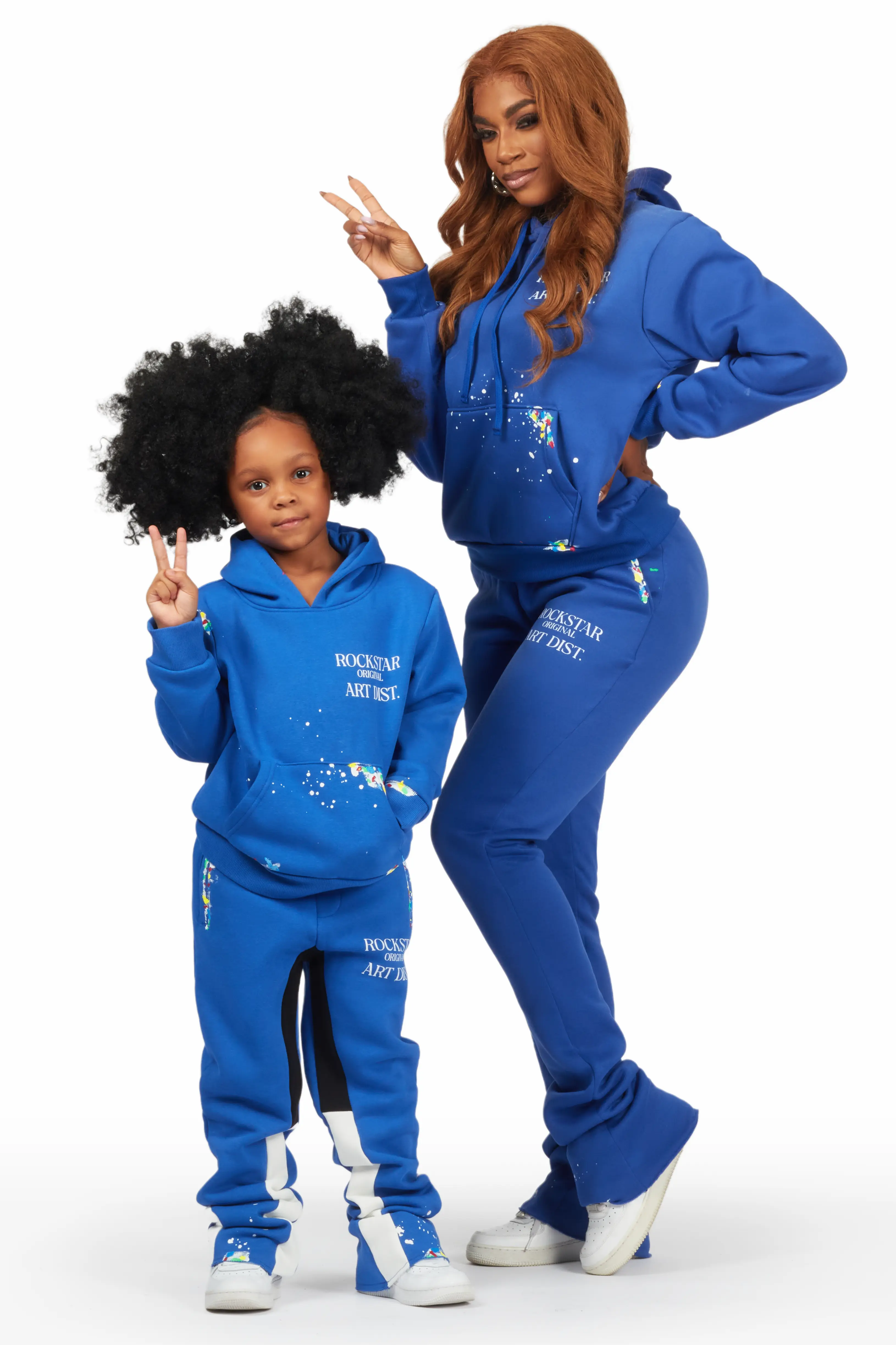 Girls Artie Royal Blue Hoodie Stacked Flare Track Set
