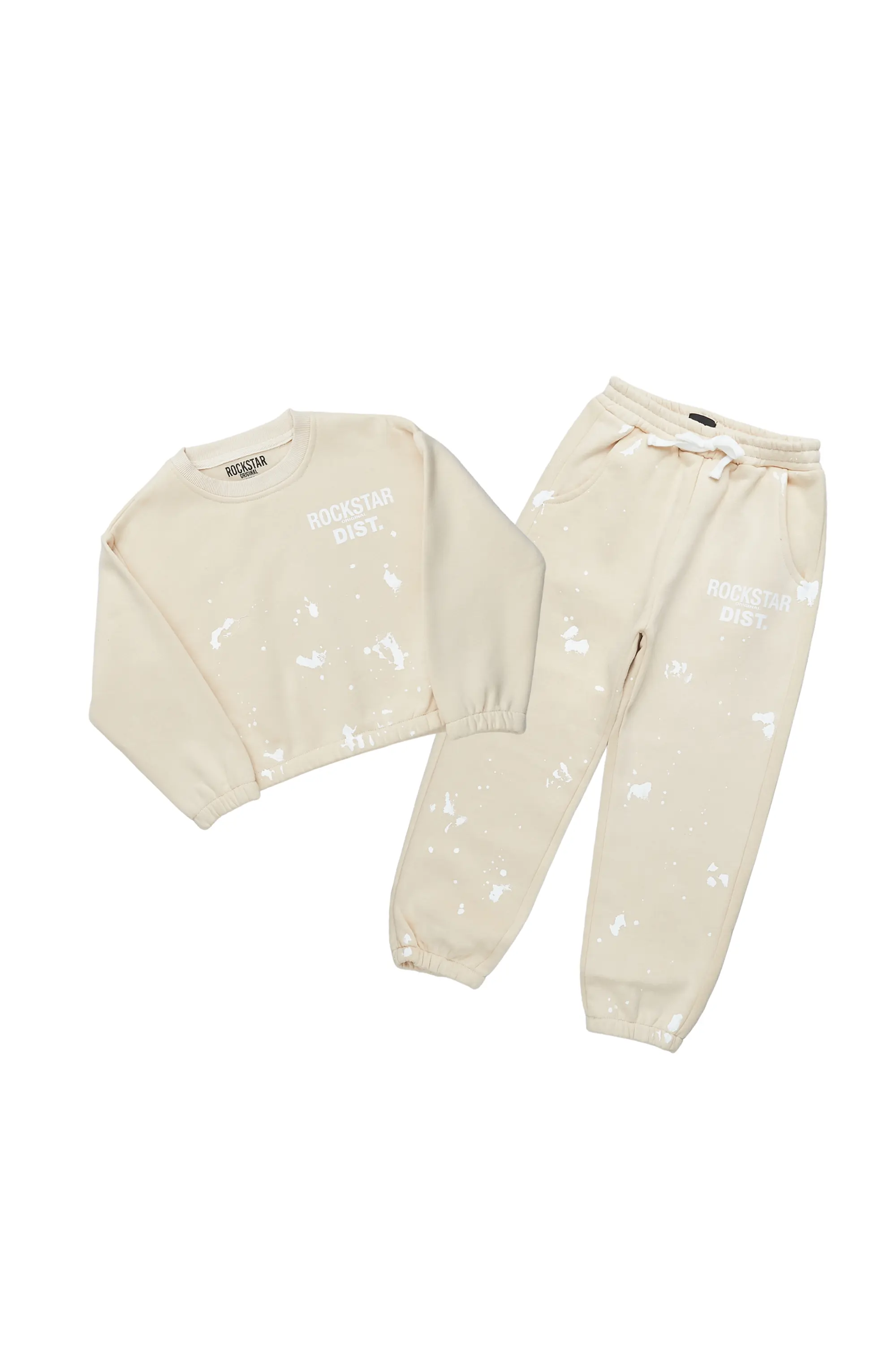 Girls Hadley Light Mocha Crop Top Pant Set - Image 2