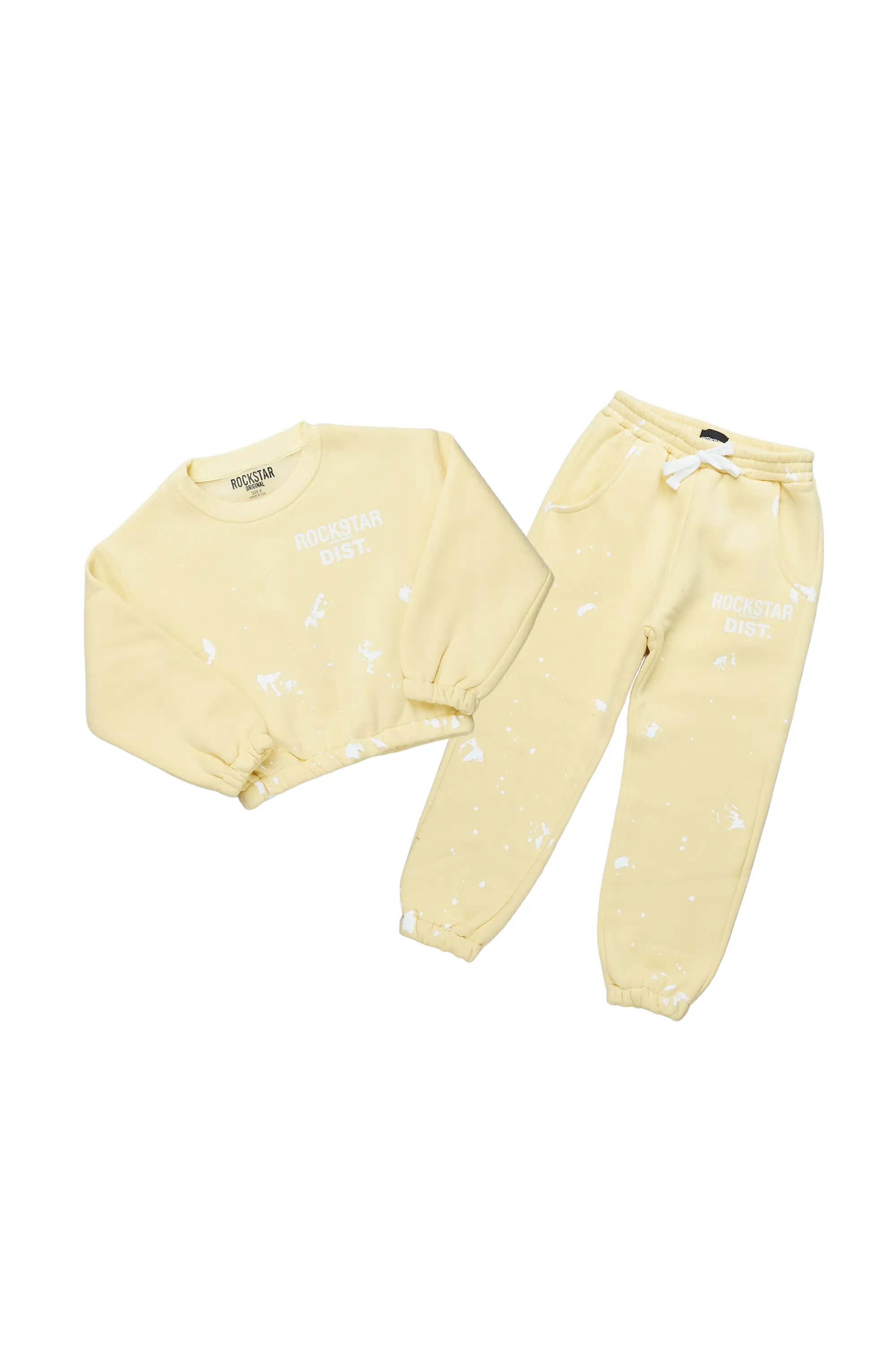 Girls Hadley Yellow Crop Top Pant Set - Image 2