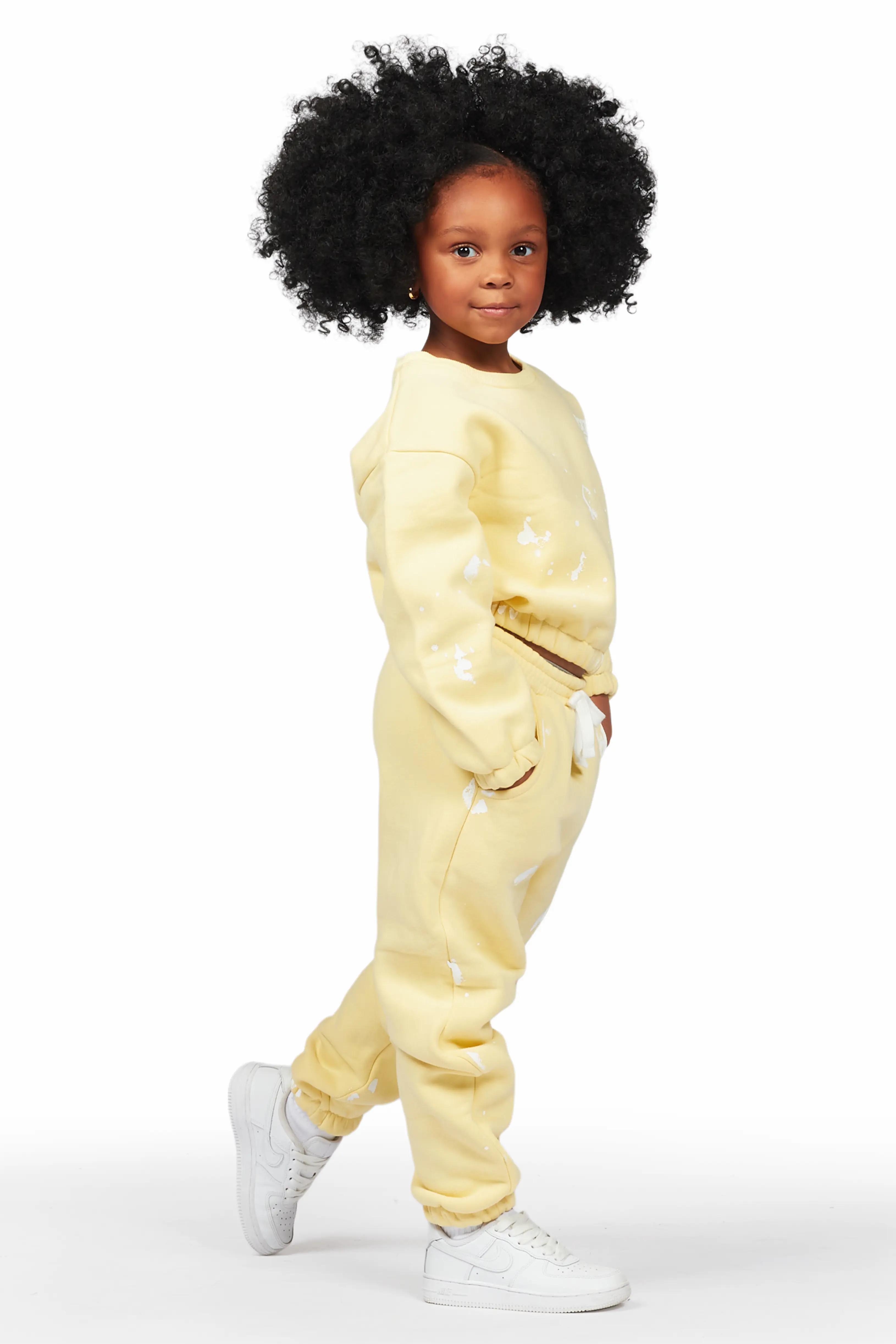 Girls Hadley Yellow Crop Top Pant Set - Image 6