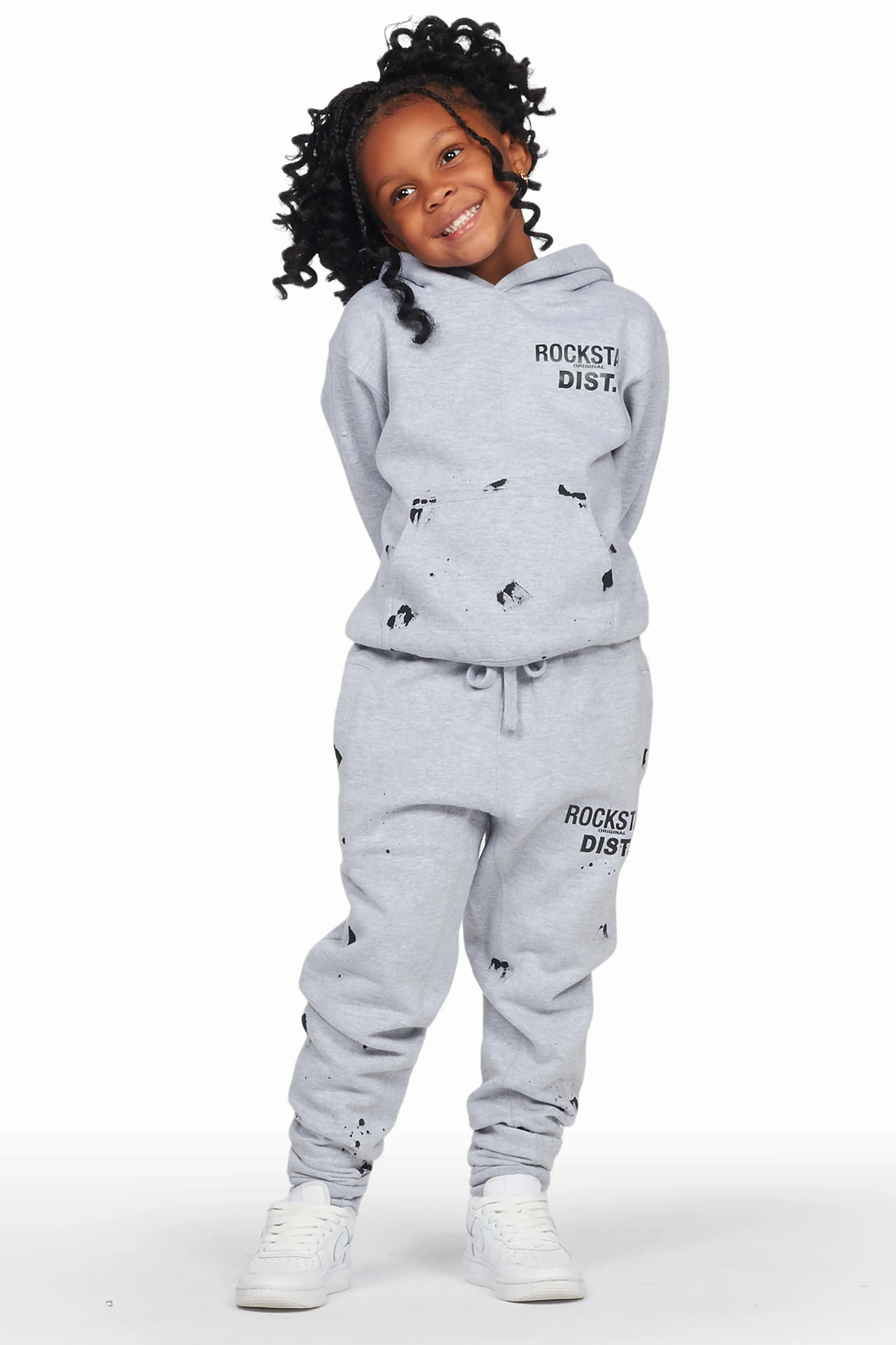 Girls Raffie Heather Grey Hoodie Jogger Set - Image 3